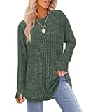 Womens Sweaters Long Sleeve Shirts Crewneck Sweatshirts Loose Casual Tunic Tops with Thumb Holes