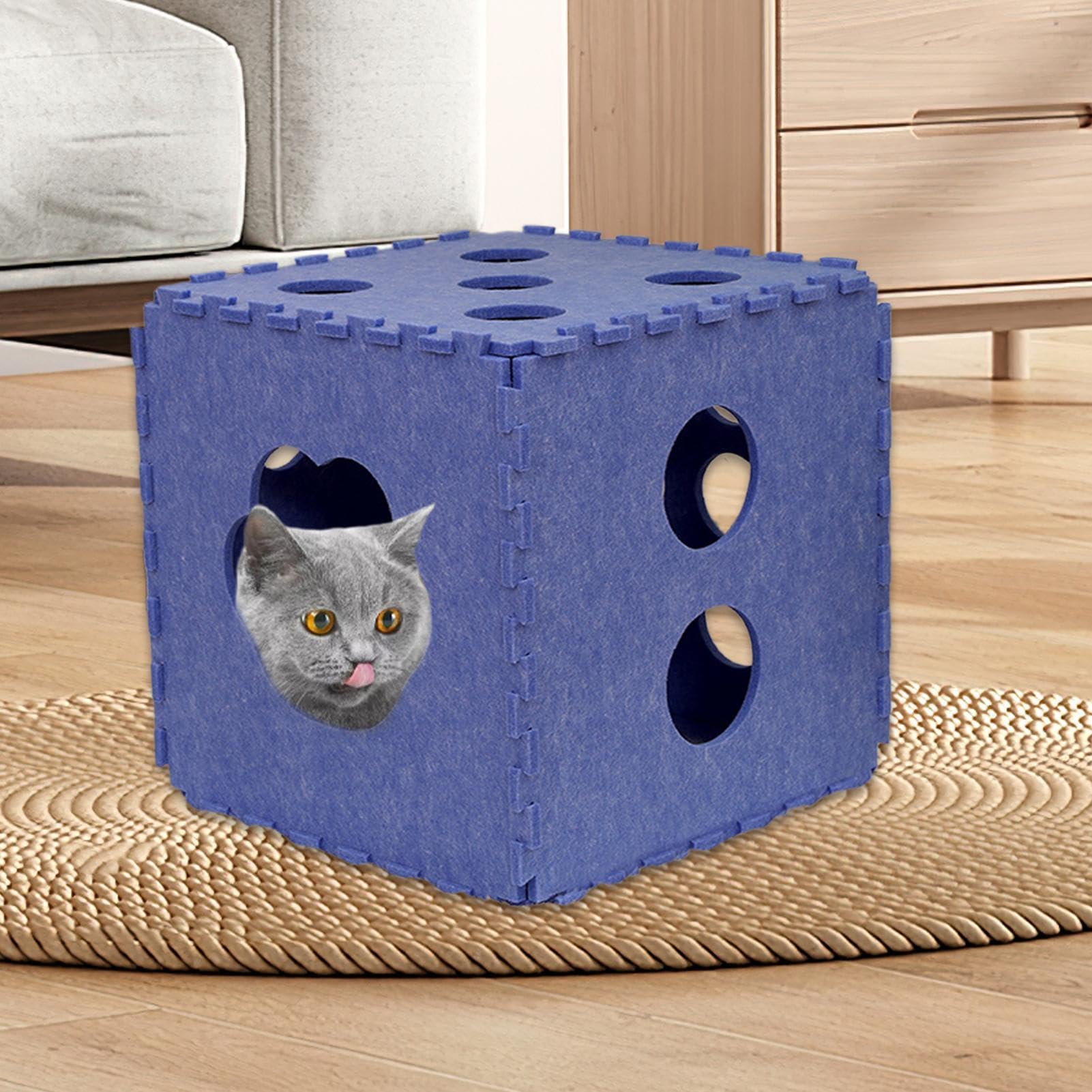 Katzenbett groß - weich und weich für Katzenstreu für Katzenstreu, Faltbares Katzenklo für den Innenbereich, waschbares Katzenhaus, Höhle und Eigentumswohnungen für alle Katzen und kleine Hunde
