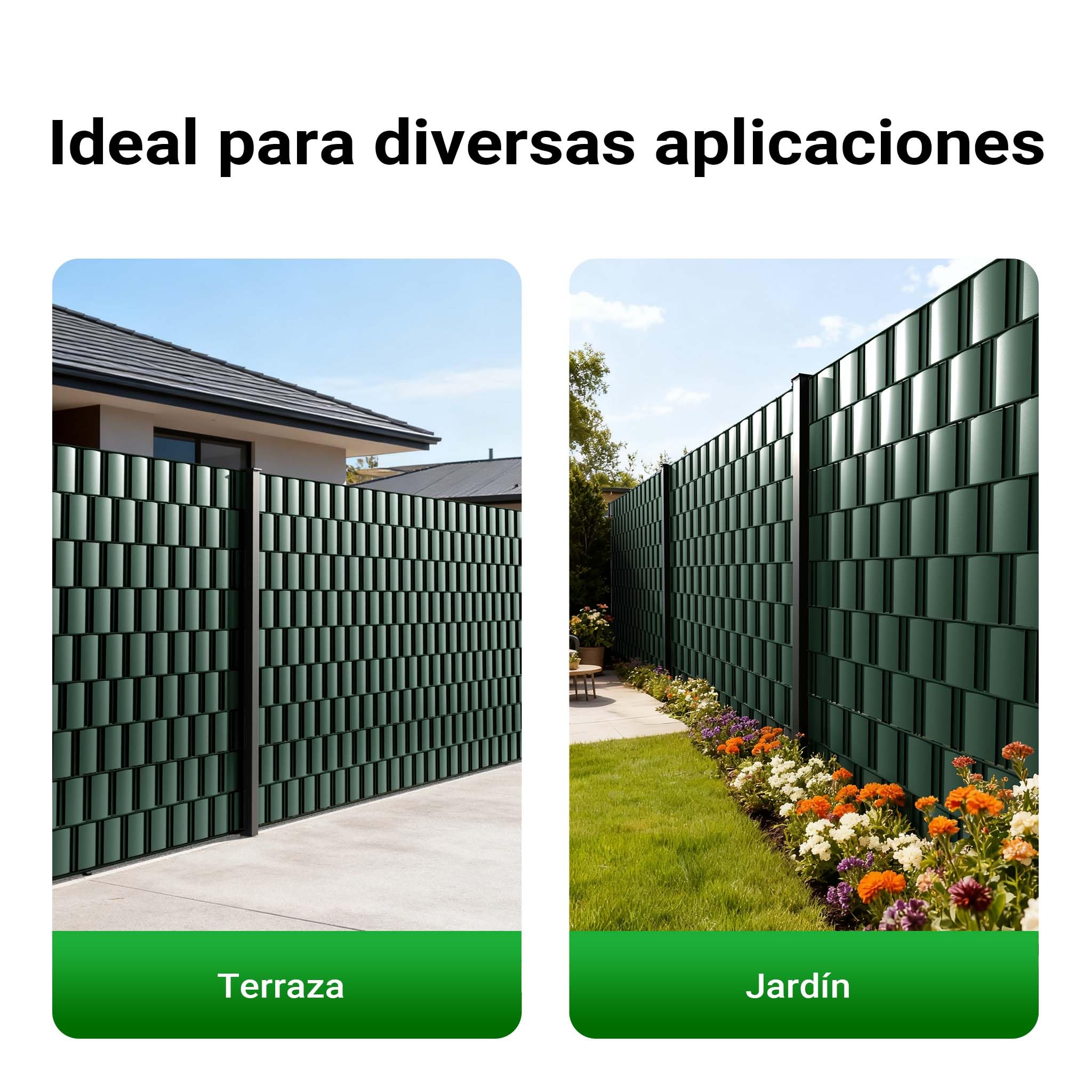 Cinta protección Vallas, Verde 35mx19cm, PVC 650g/m², con 20 Clips Lámina privacidad