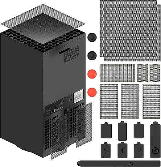 Dust Filter for Xbox Series X, Vent Dust Filter Cover Top Case Dust Proof Filter Cover for Xbox Series X with a Set Silicone Dust Plugs- 2 Pack