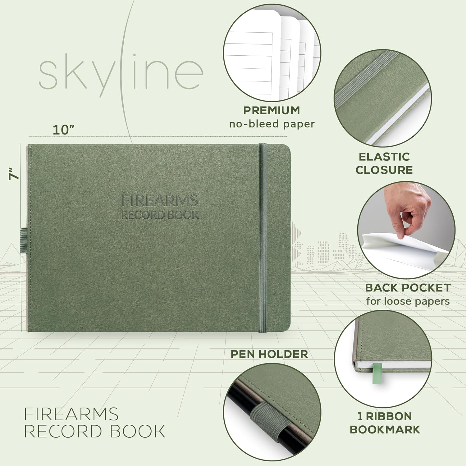 Skyline Firearms Acquisition & Disposition Record Book – Hardcover Gun Log Book for Firearm Dealers & Personal Use – Log Book for Receipt & Disposition Records, 10x7″(Cypress)