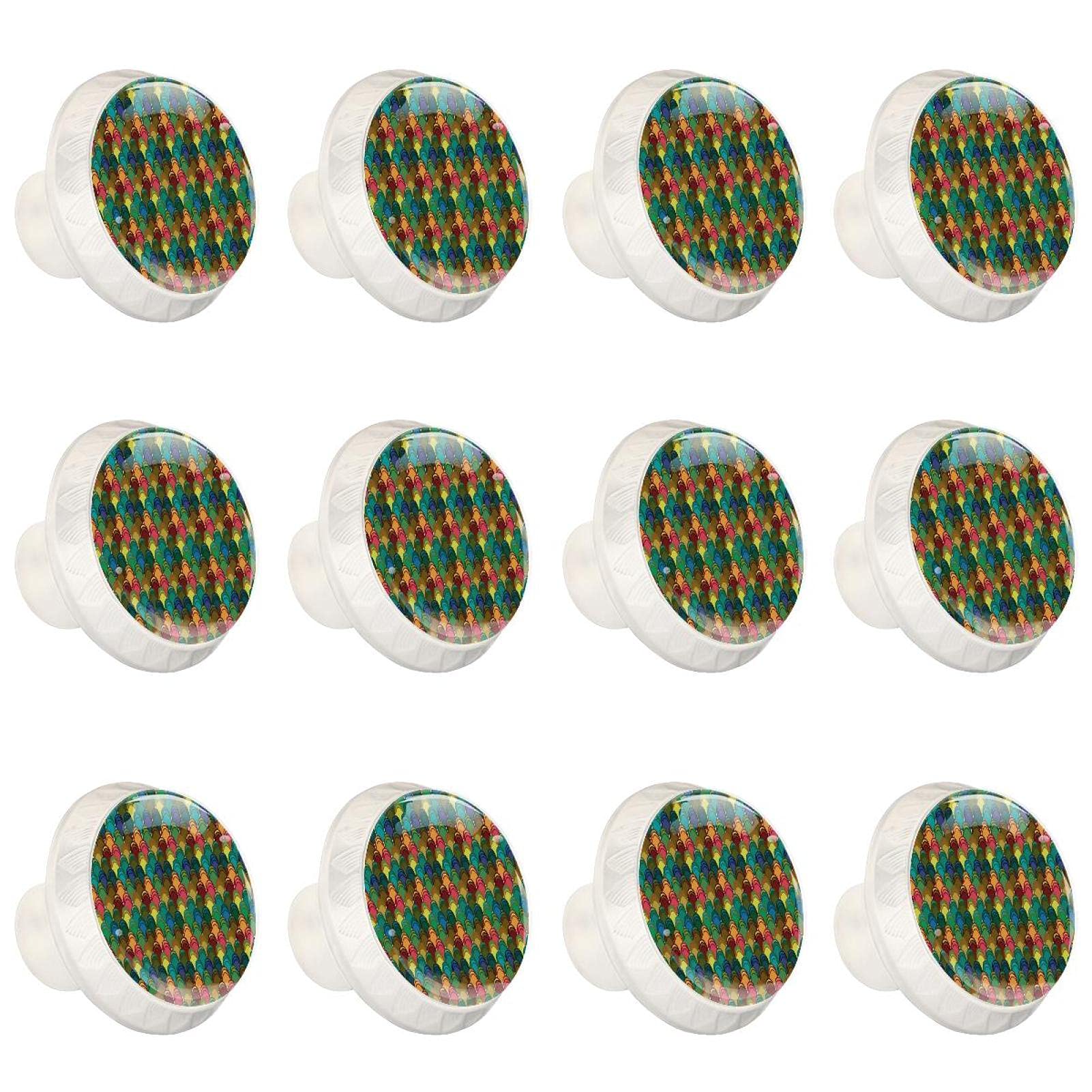 Boutons d'armoires de cuisine motif écaille de poisson coloré pour commode (Lot de 12)