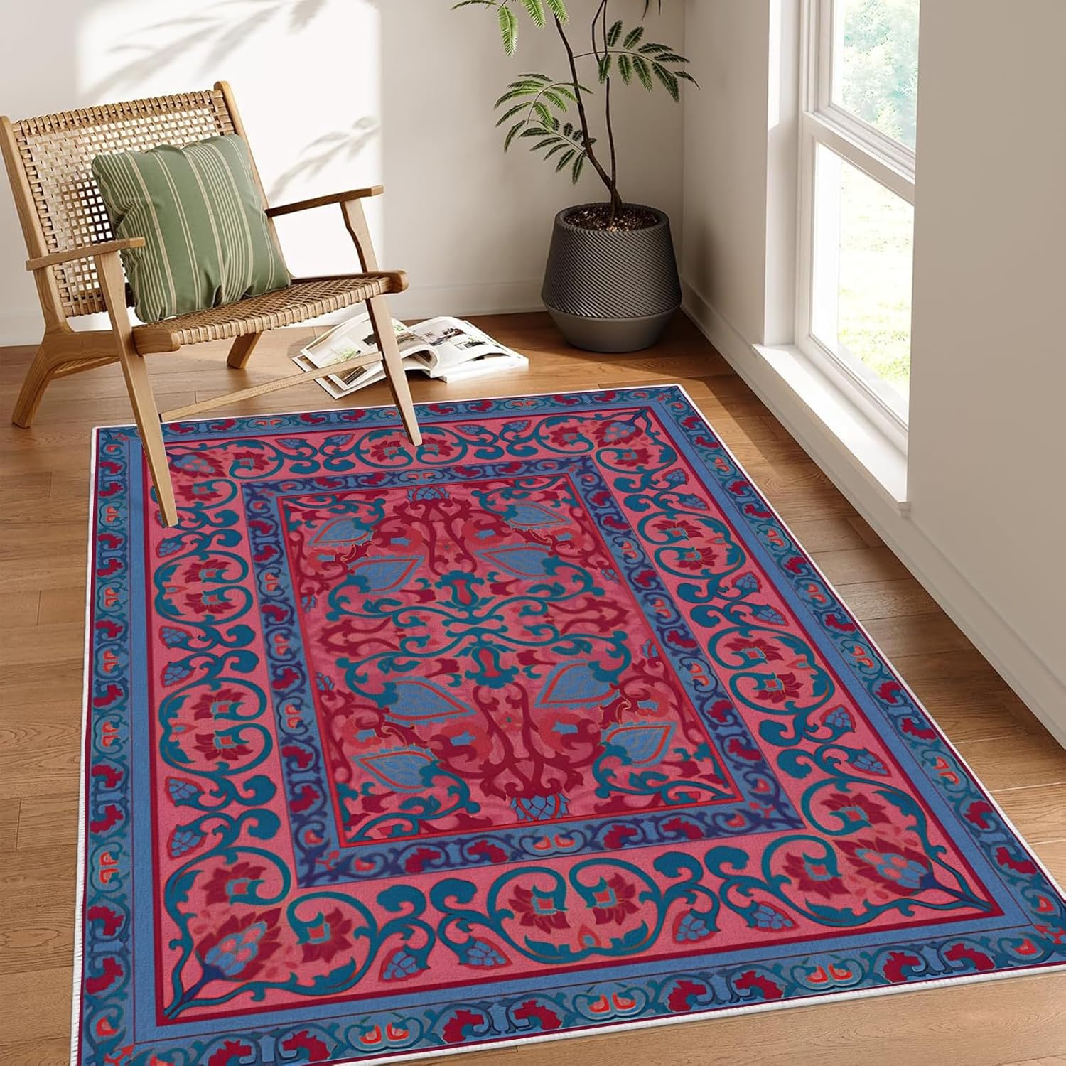 Country 5x7 Rug - Vintage Rug 2x3 - Prints Area Rug for Living Room Bedroom, Country Carpet, Washable & Non Slip & Soft Small Entrance Rugs for Women Teens - JI8