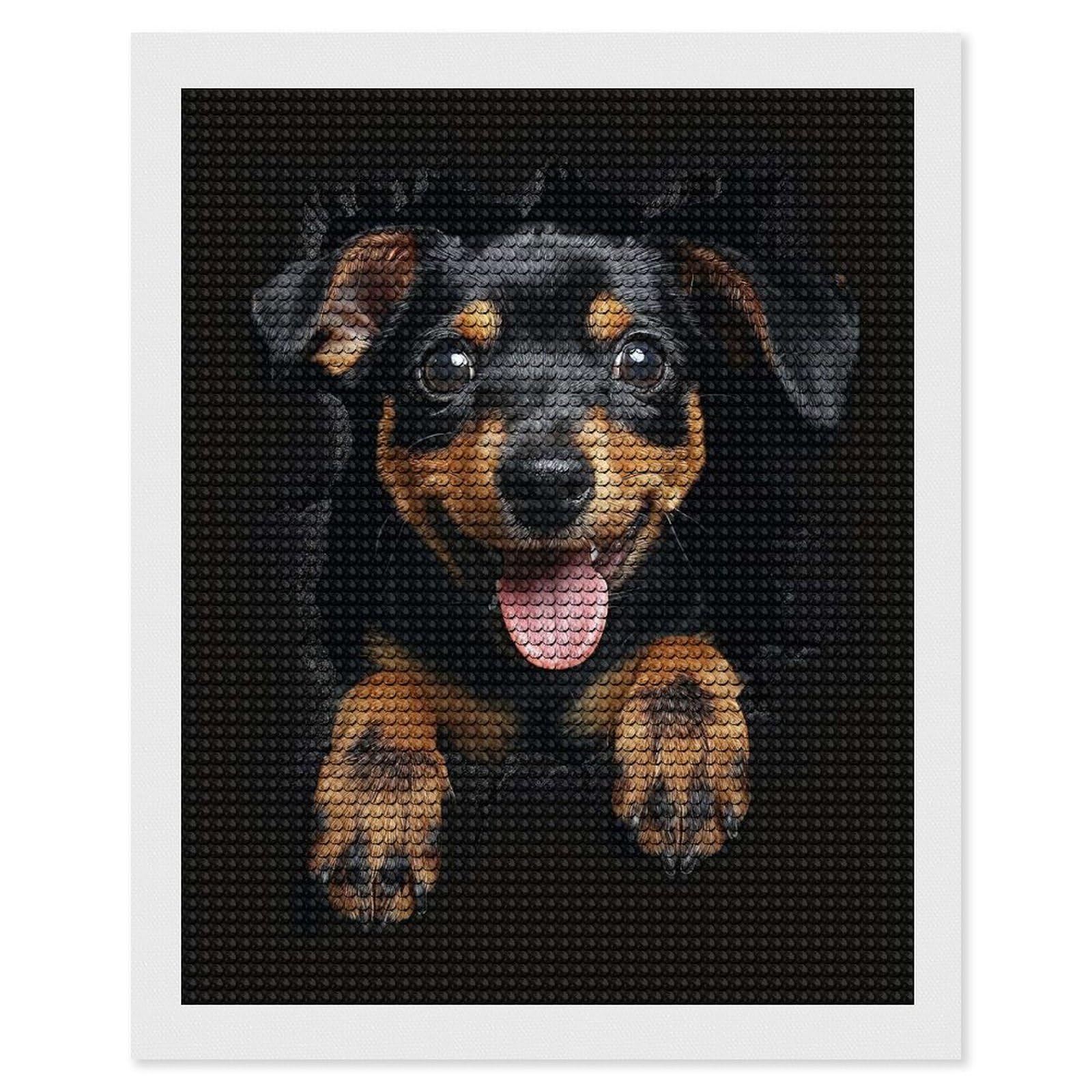 Junmoney Miniature Pinscher Round Drill Diamond Painting 16"x20", for Women, Relaxing DIY Hobby, Bedroom Decor, Christmas Gift, Adhesive Canvas