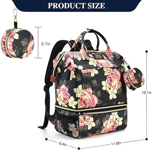 Miniatura 3 de Mochila para extractor de leche con funda para chupete, hielera y resistente a la humedad, bolsa de pañales con puerto de carga USB y auriculares,