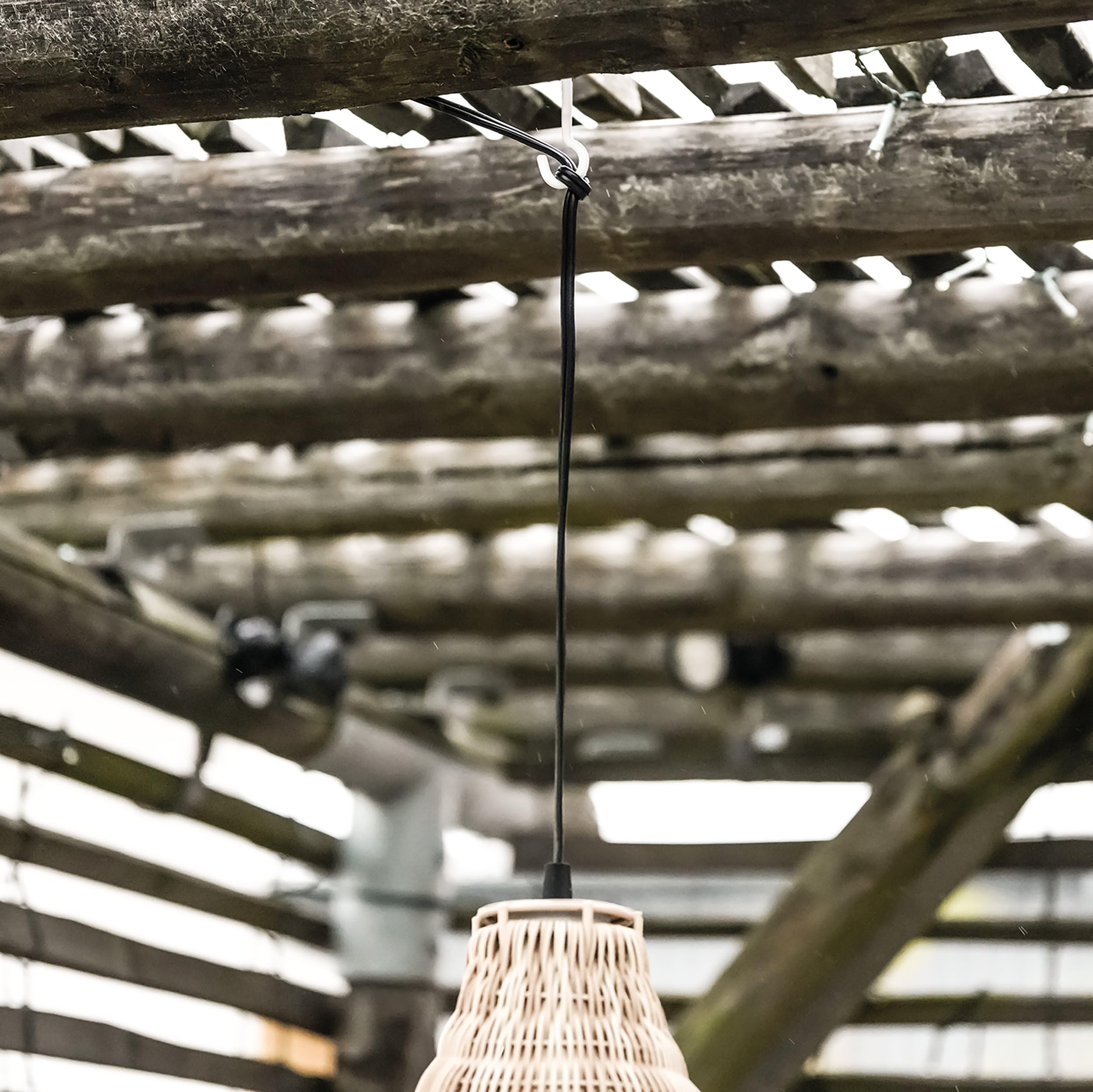 Esotec Solar Hängeleuchte Kairo, Boho Stil, LED warmweiß, Kabel 5m, 45 lm, Leuchtdauer 8 Stunden, Polyrattan, Metall, außen, outdoor, 30x43cm, IP44, Höhe 43cm, 102239