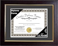 Vista 24 de Creative Picture Frames Marco de diploma de caoba de 7 x 9 pulgadas con borde dorado, incluye caballete de vidrio negro y ganchos de pared