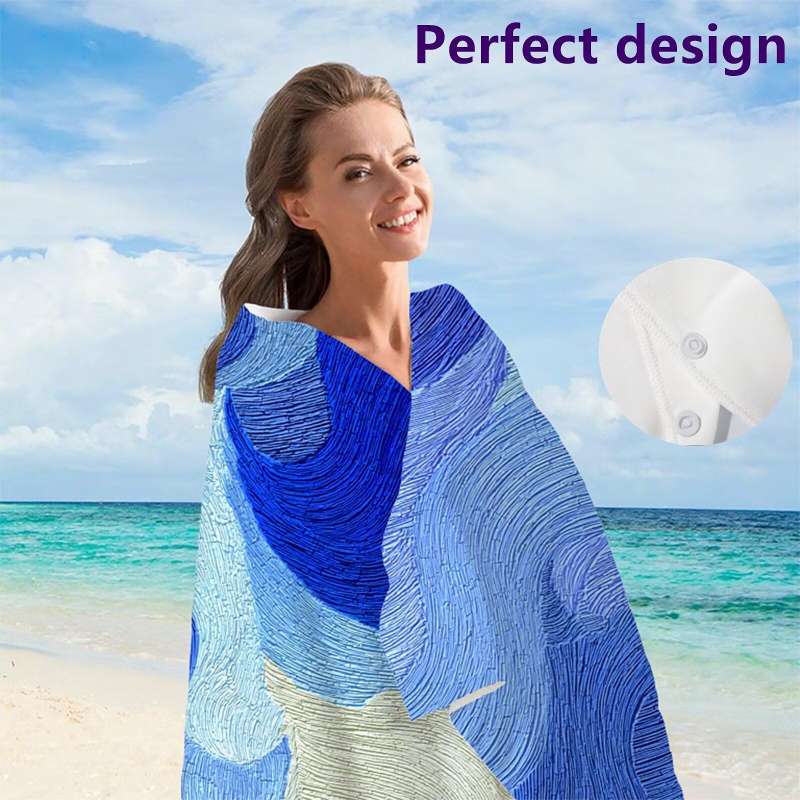Telo Mare Grande 80x160 cm, Telo Mare Microfibra, 2 Set Asciugamano palestra, Stuoia Spiaggia Compatta, Leggero, Antisabbia, Asciugatura Rapida, per Spiaggia, Viaggi, Sauna (Linee Astratte) G1-715
