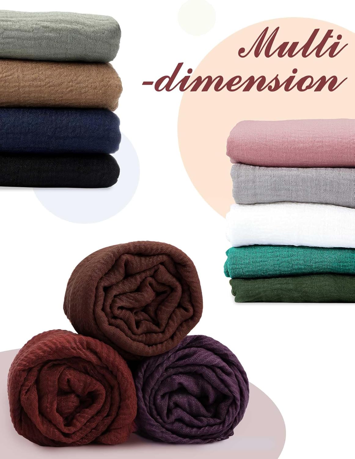 SATINIOR Hijab Scarf for Women Soft Cotton Head Scarf Long Head Wraps Lightweight Shawl Turban for Women 35.5 x 70.9'' - Image 3