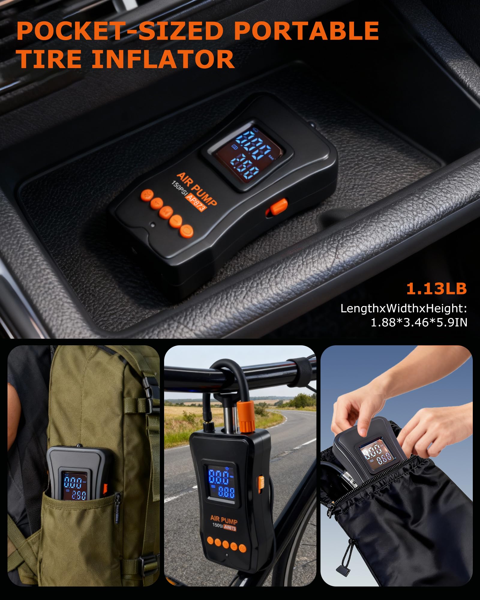 Portable Tire Inflator - Car, Bike & Motorcycle -5