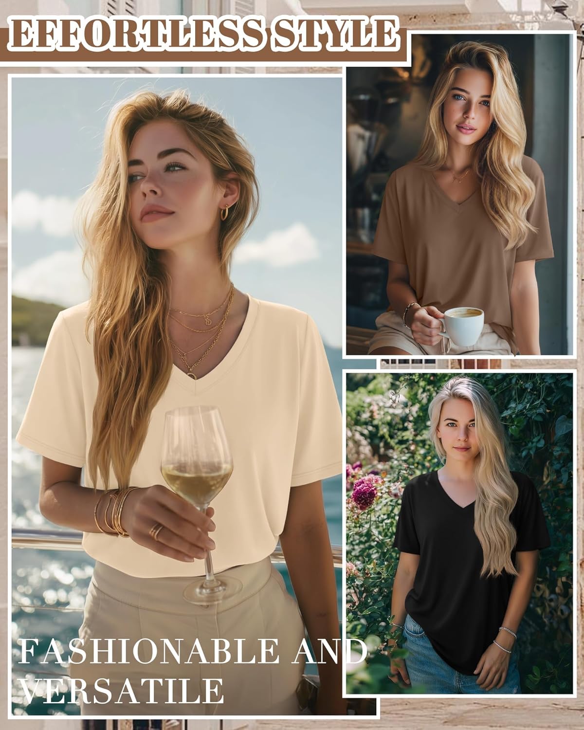 Huukeay 3 Pack Women's Oversized Cotton T-Shirts V Neck Loose Fit Casual Workout Tees Soft Short Sleeve Tops - Image 4