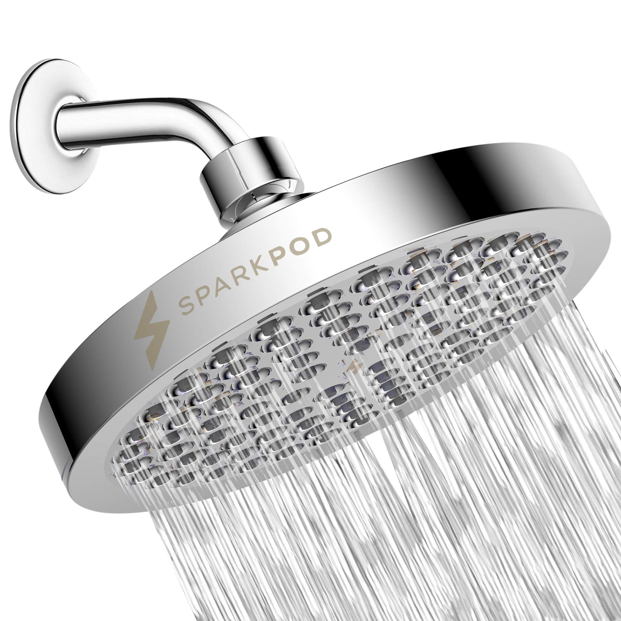 SparkPod Shower Head High Pressure Rain Luxury Modern Chrome Look
