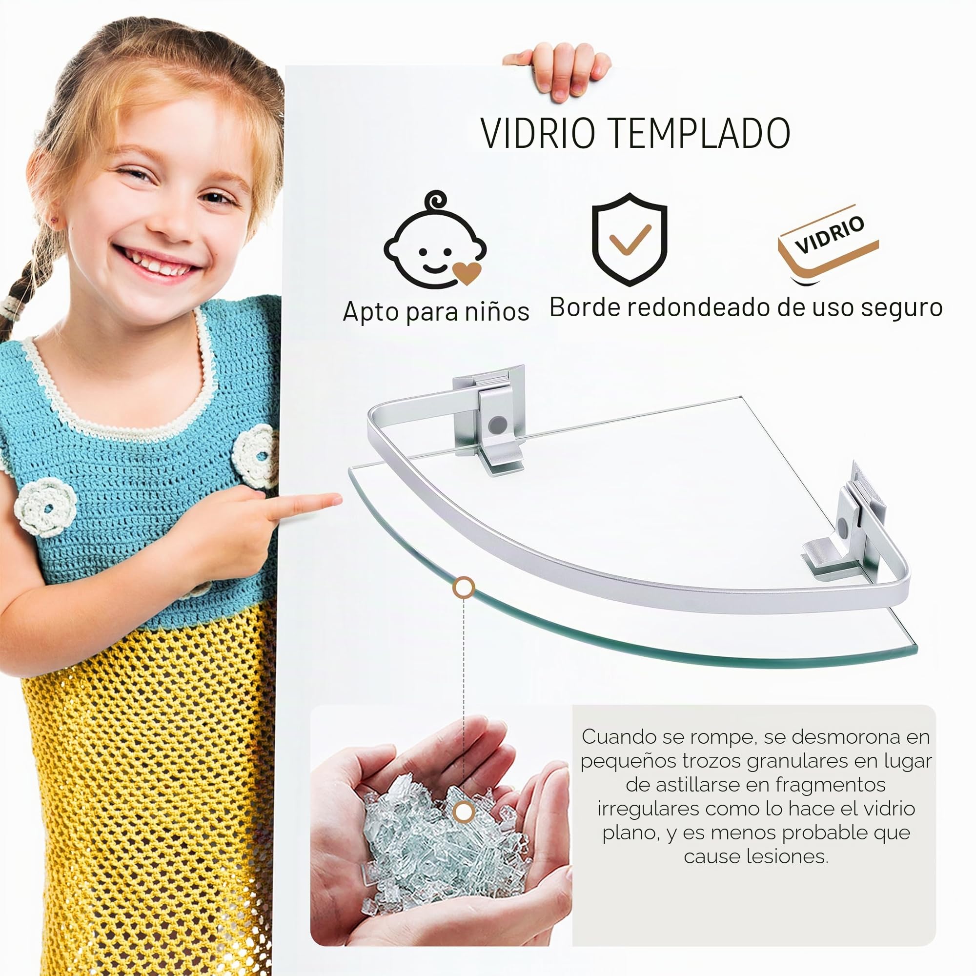 KES Estantería Esquina Cristal Baño Aluminio 2 Piezas Plata