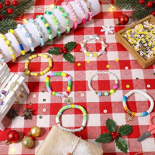 Miniatura 2 de THRELE Kit de fabricación de pulseras de cuentas de arcilla de 18000 piezas, 6 cajas de 96 colores, kit de fabricación de joyas de amistad, juego de