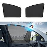 Aokway Side Window Sunshades, Mesh Window Covers for Car Camping, Double Thickness Car Window Screen, Universal Fit for Driver, UV Protection (Black, Front Side 2pcs)