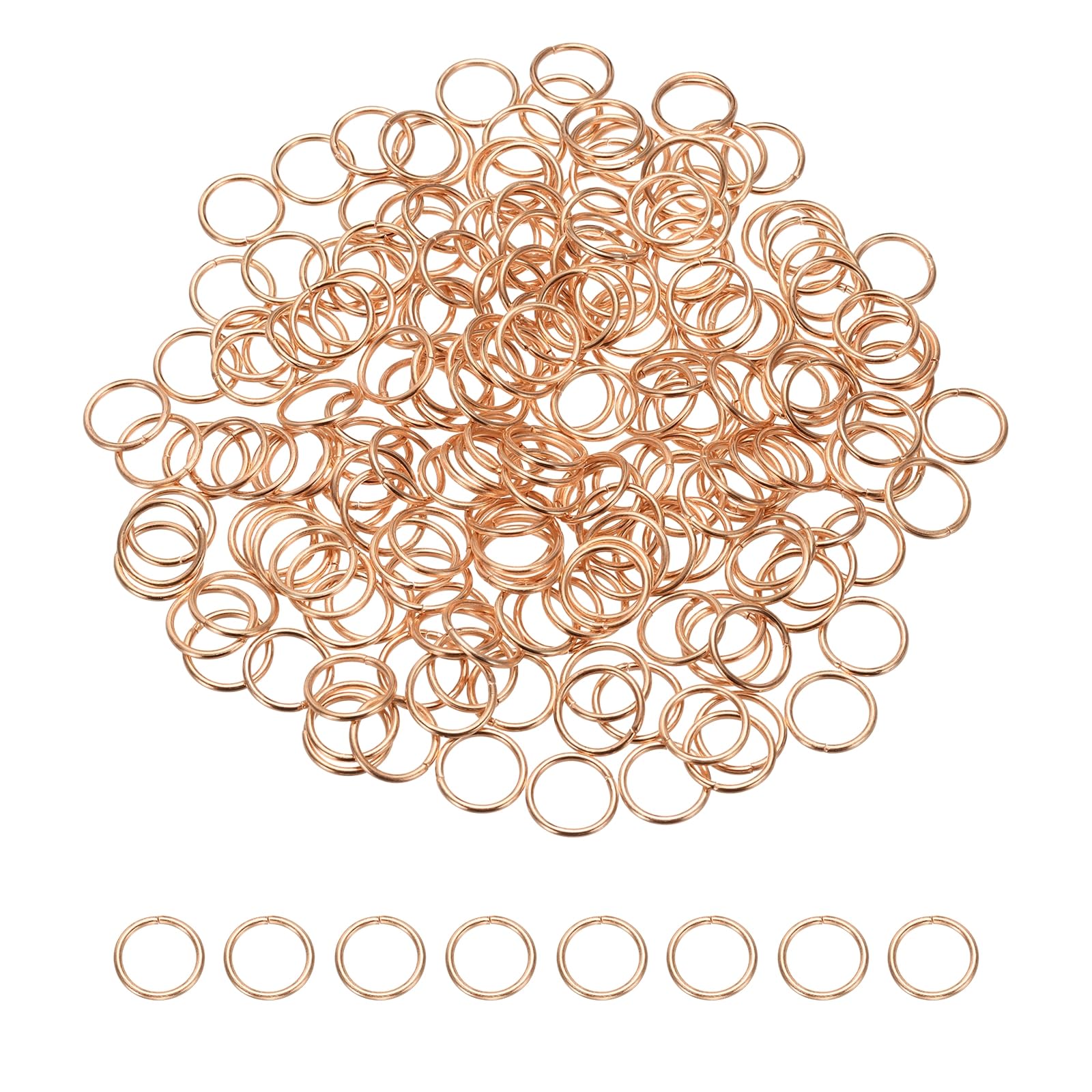 sourcing map 200 Pcs Open Jump Rings, 14mm Split Metal O Ring 1.2mm Thick Loop Connector for Jewelry Making Keychains DIY Necklaces Bracelet Earrings Craft Making, Rose Gold