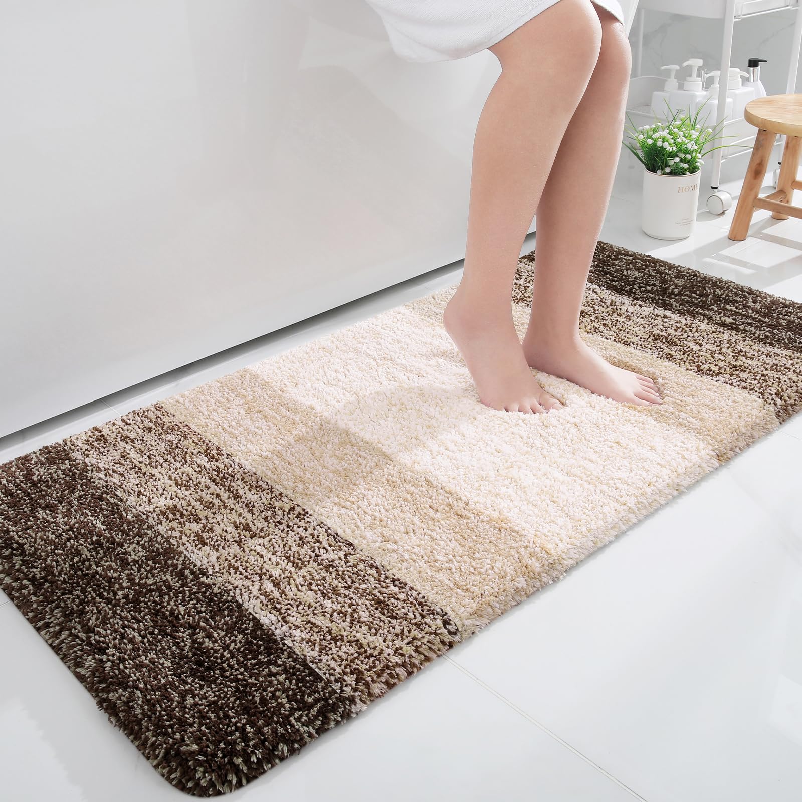 OLANLY Bathroom Runner Rug 47x24, Extra Soft Absorbent Microfiber Bath Rugs
