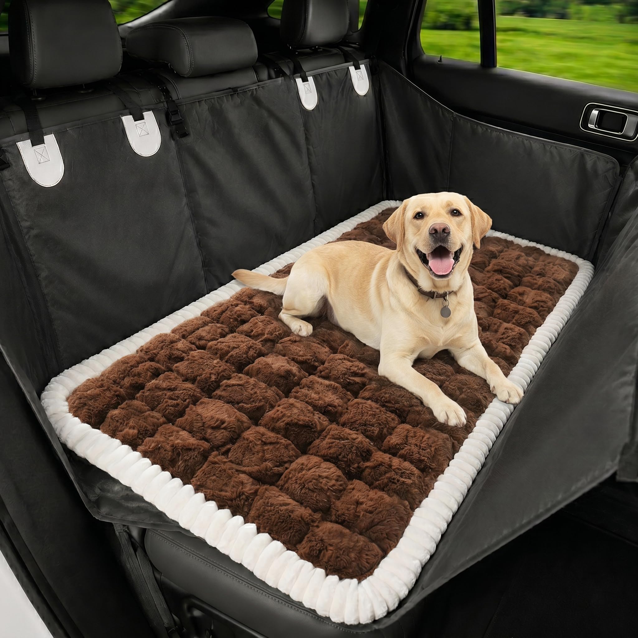 Avont Dog Bed for Car Back Seat, 2026 New Backseat Pet Bed Mat- Brown