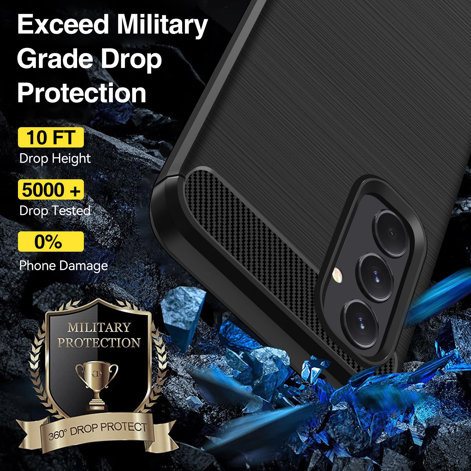 iVoler Cover per Samsung Galaxy A54 5G con 2 Pezzi Vetro Temperato, [Antiurto di Grado Militare] Protettiva Custodia, Sottile Morbida in Silicone TPU Anti-Graffio Case, Nero
