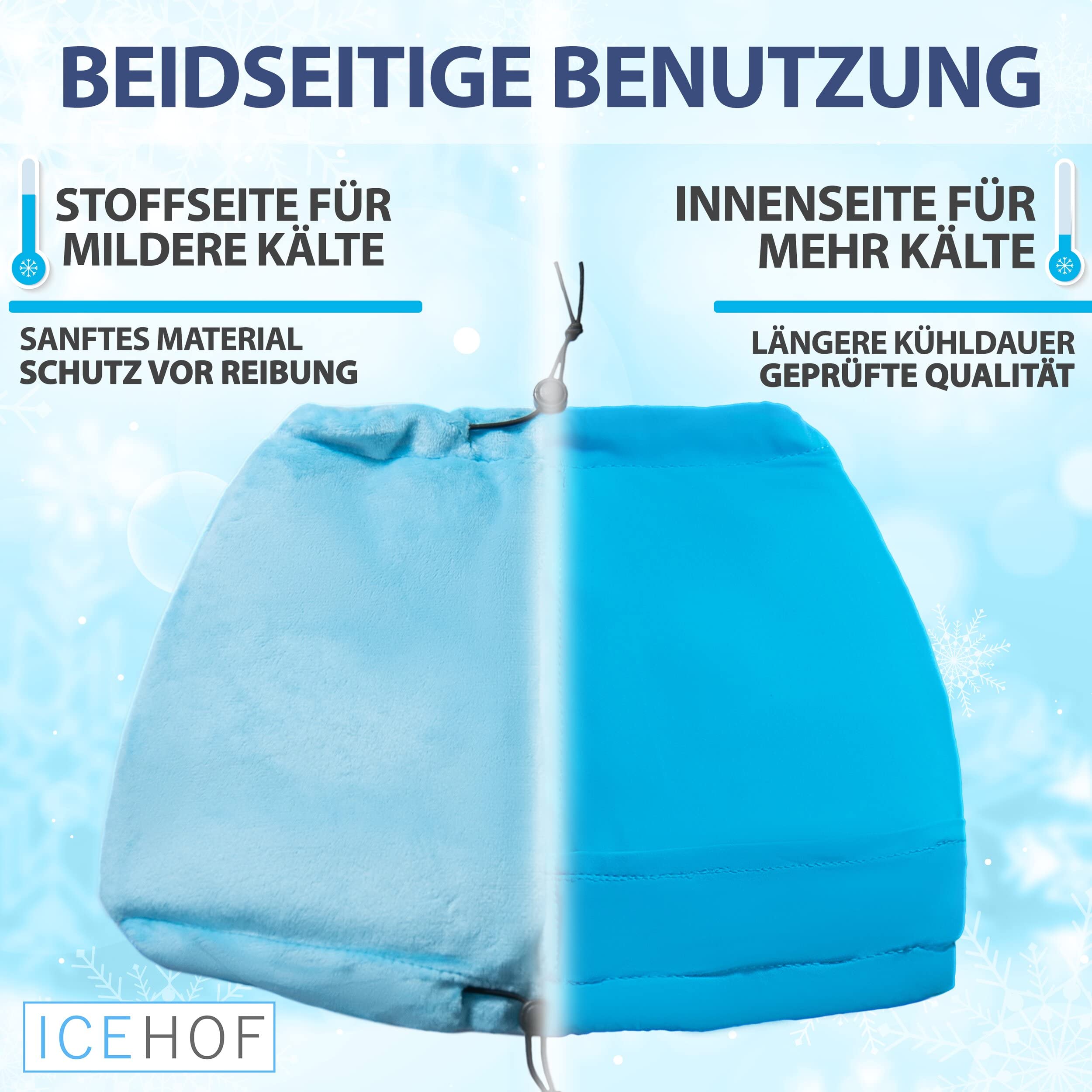 ICEHOF Cappello di raffreddamento con 4 impacco freddo gel rimovibili & maschera per dormire 3D - cappello rinfrescante in gel per la terapia chimica - Ice Cap emicrania - mal di testa