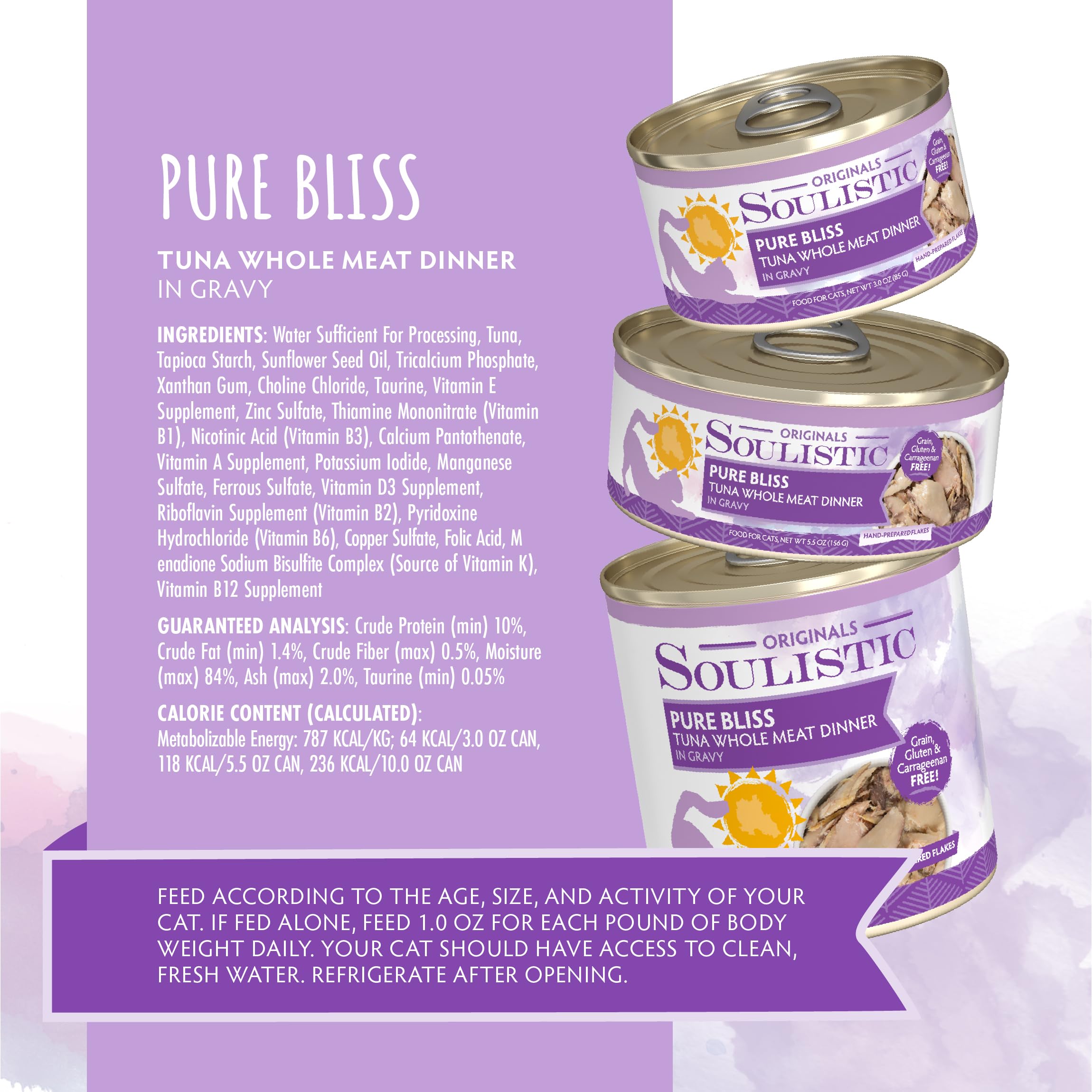 Soulistic Originals, Pure Bliss Tuna Whole Meat Dinner in Gravy, 3oz Can, Pack of 12