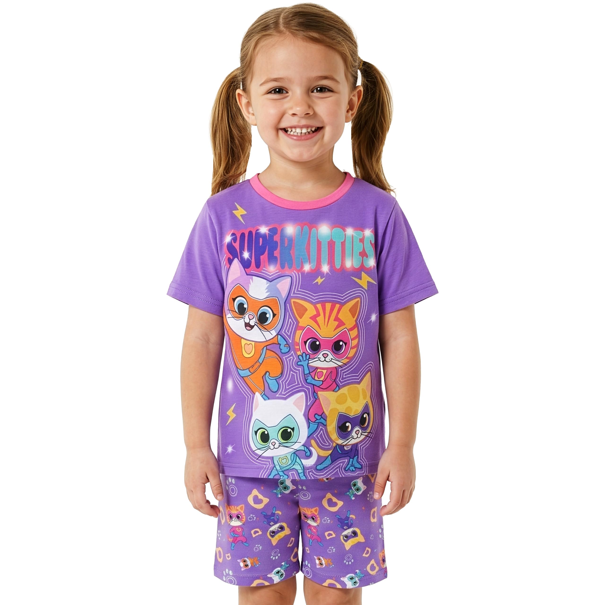 Disney SuperKitties Pigiama Bambina A Manica Lunga, Set Pigiami Ragazza, Pigiama Bambino Adorabile