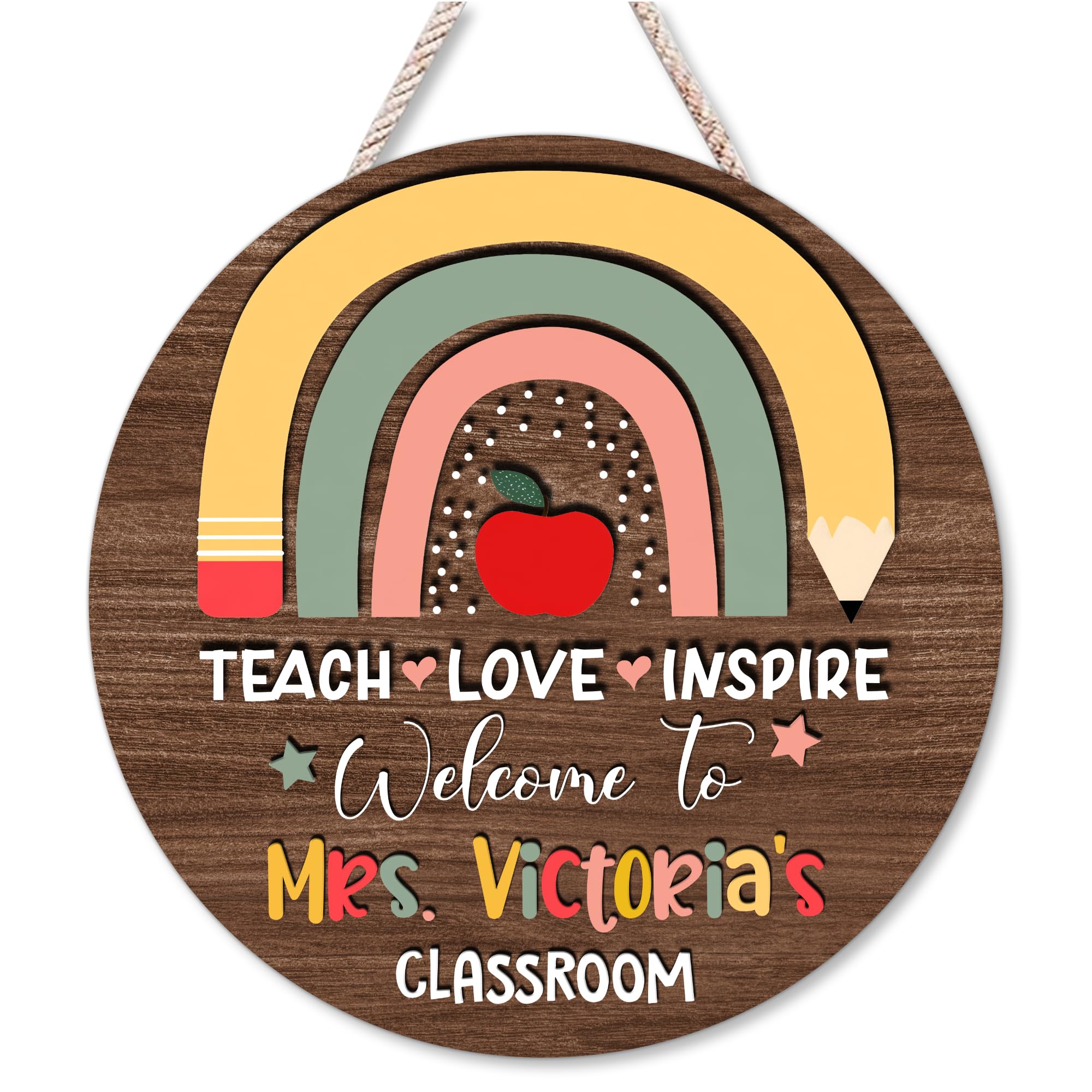 Hyturtle Teacher Appreciation Gifts, Personalized Teacher Signs for Classroom,Teacher Door Signs, Teacher Name Sign for Classroom Door, Classroom