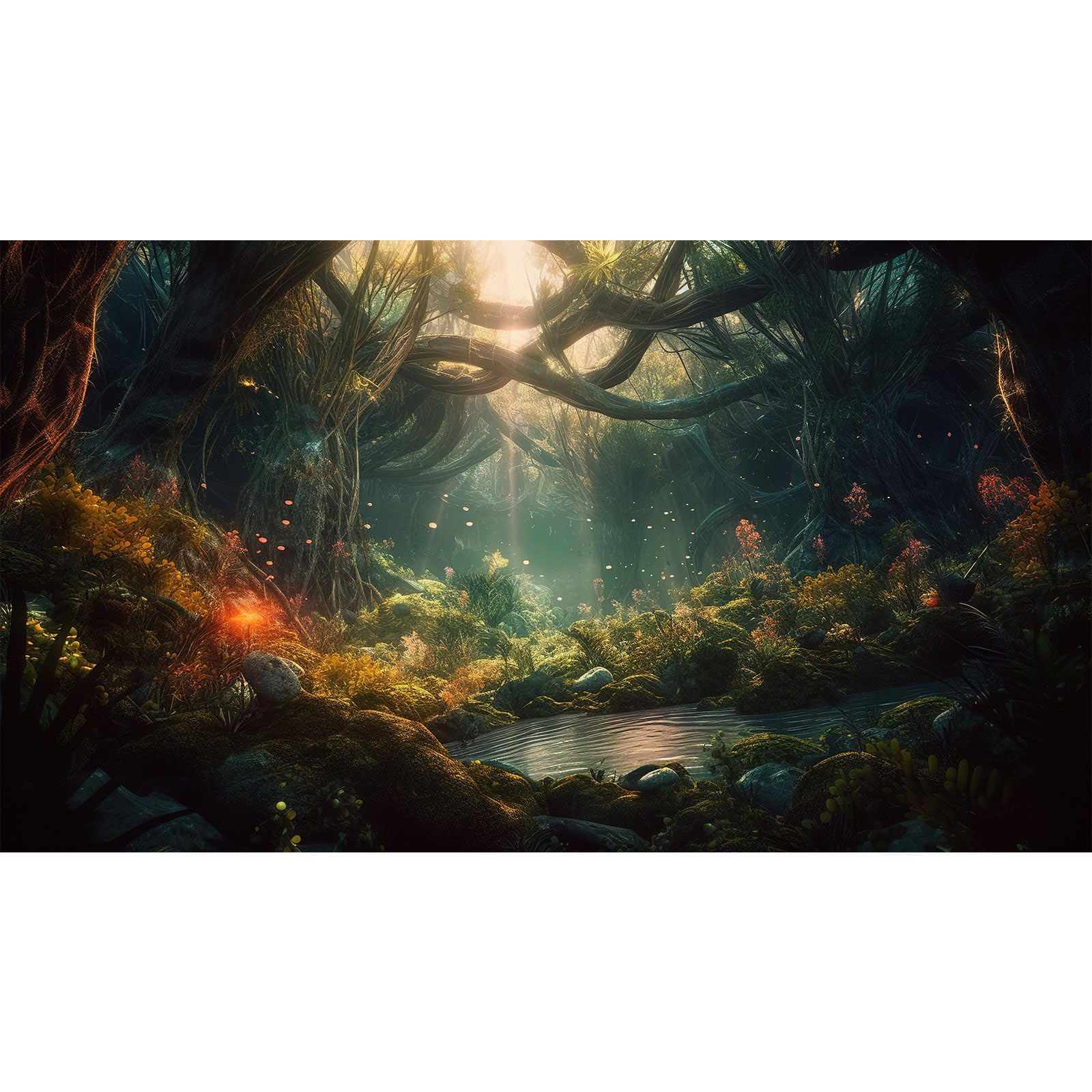 Fantasy Forest Aquarium Background Forest Glowing Trees Luminescent Flowers Reptile Habitat Backdrop Amazing Trees Stream Terrarium Backdrop Tropical