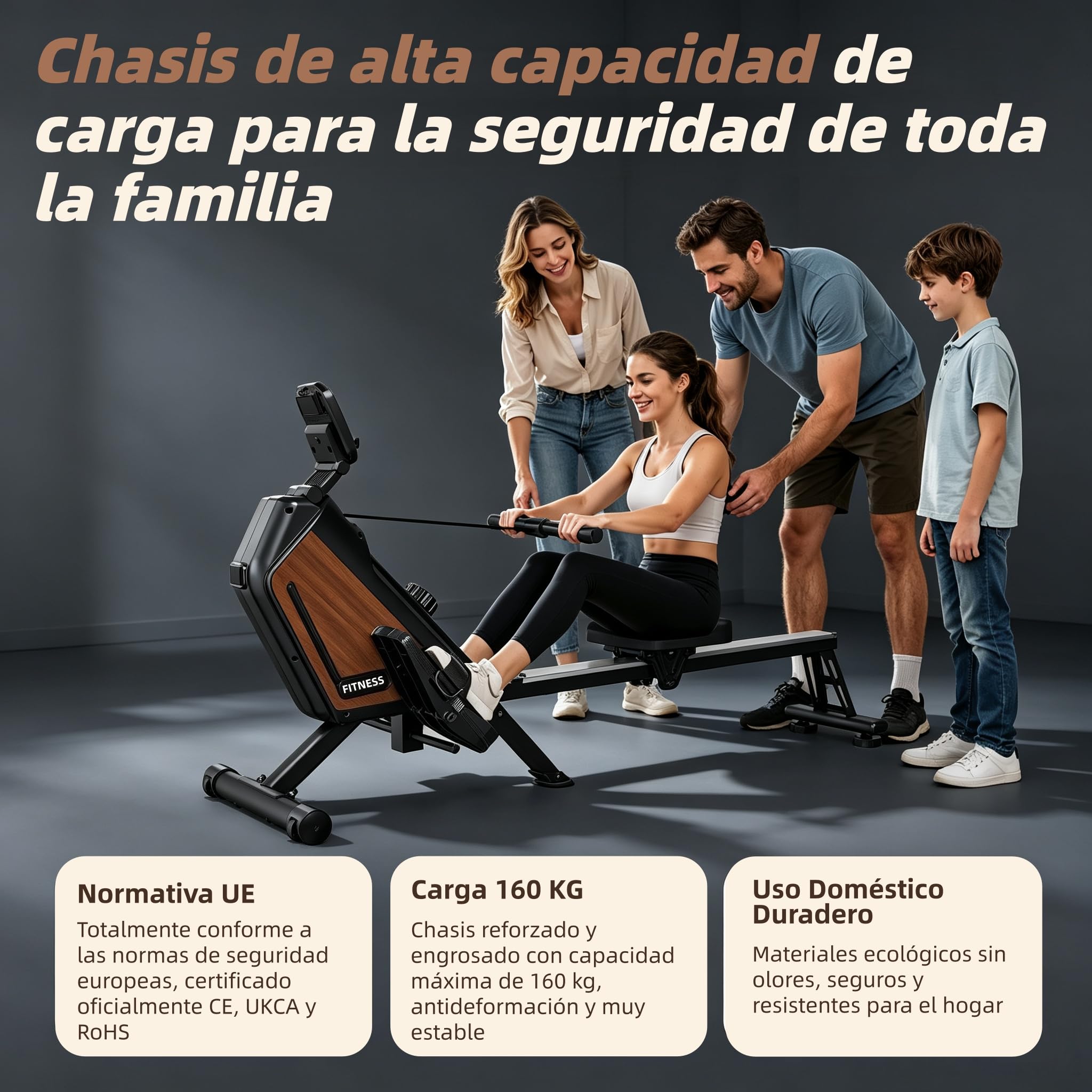 Máquina de Remo Magnética Silenciosa con Bluetooth para Casa