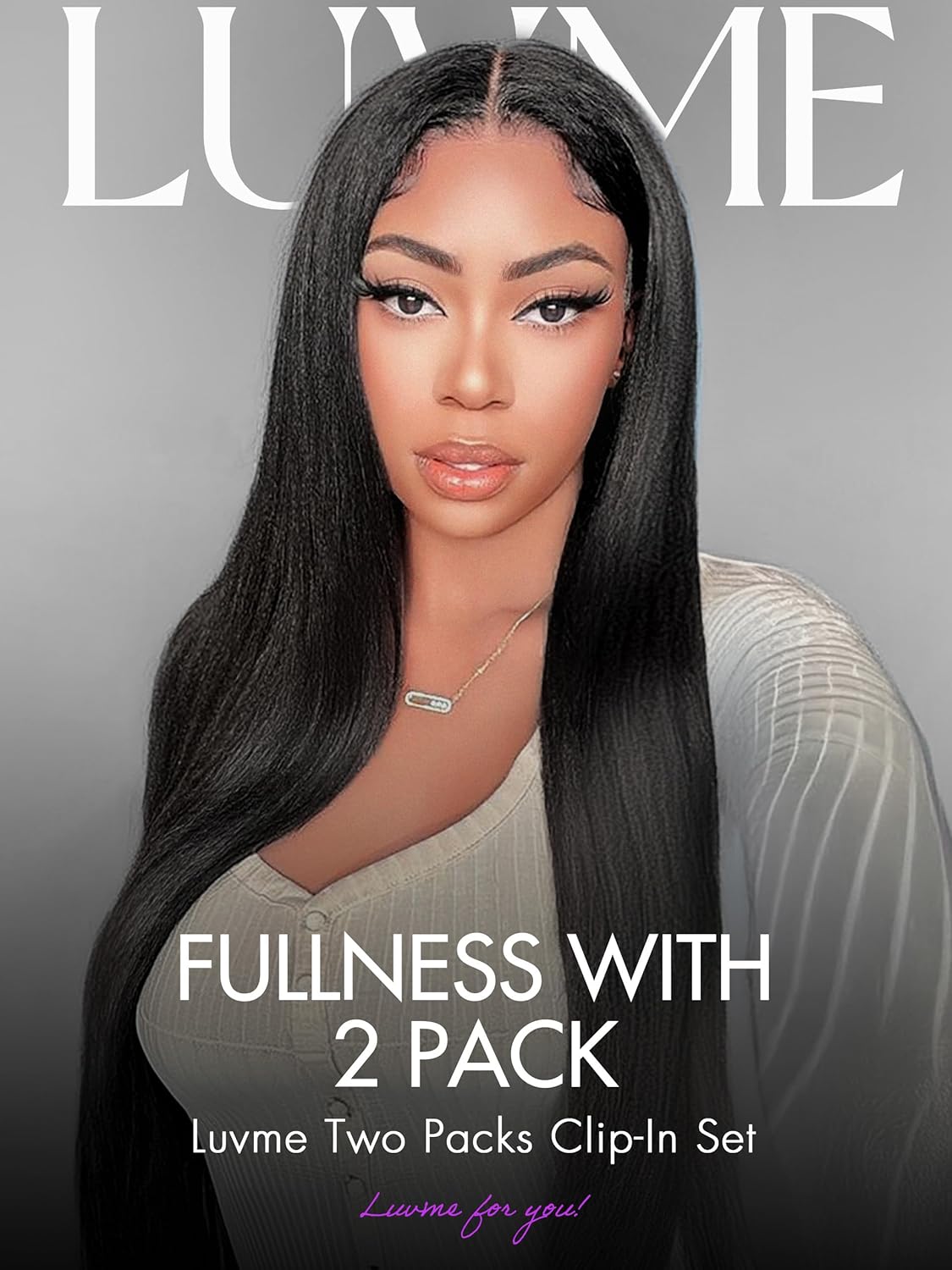 LUVME HAIR 2 Pack Yaki Straight Seamless 270g 18Pcs Clip in Hair Extensions Full Max with 16inch Remy Human Hair Extensions, Natural Black 100% Real Soft Human Hair