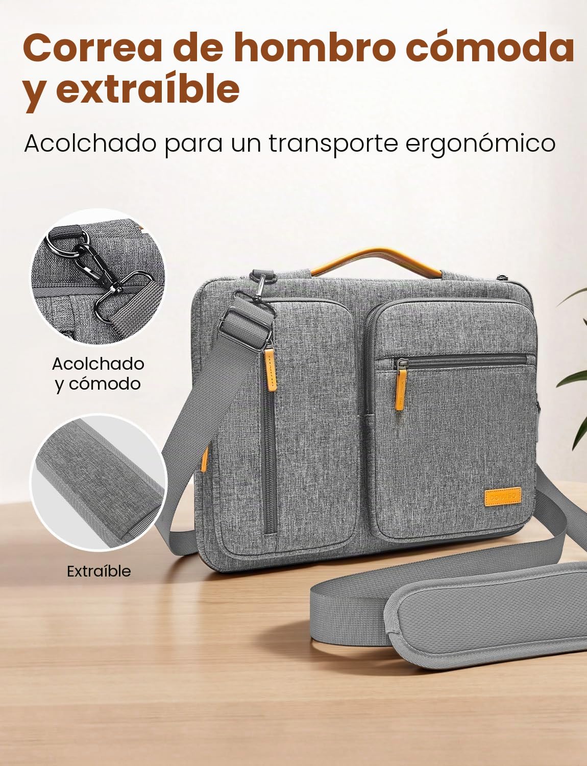 DOMISO Funda para Portatil Ordenador 15.6 Pulgadas,MacBook Pro M4 M3 M2 2025/Pro Max,Protección Bolsa para 15-16 Pulgadas Lenovo,HP,Dell,Asus Chromebook,Laptop PC Case Sleeve,con Tirantes，Gris