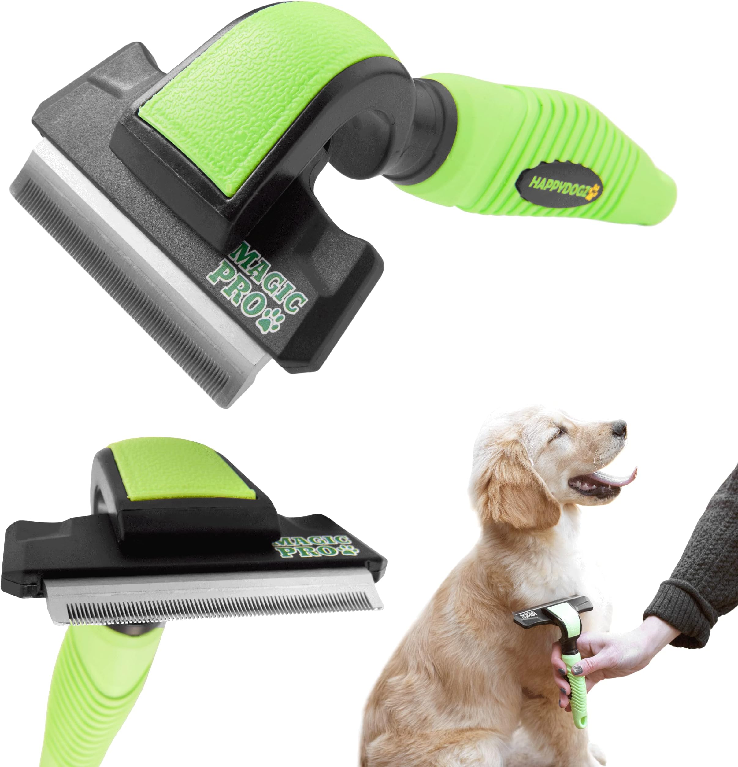 HappyDogz Anshar Dog Brush for Shedding and Grooming - Deshedding Brush Tool for Long and Short Hair - Shedding Blade, Grooming Supplies for Cats and Dogs - Small-Medium