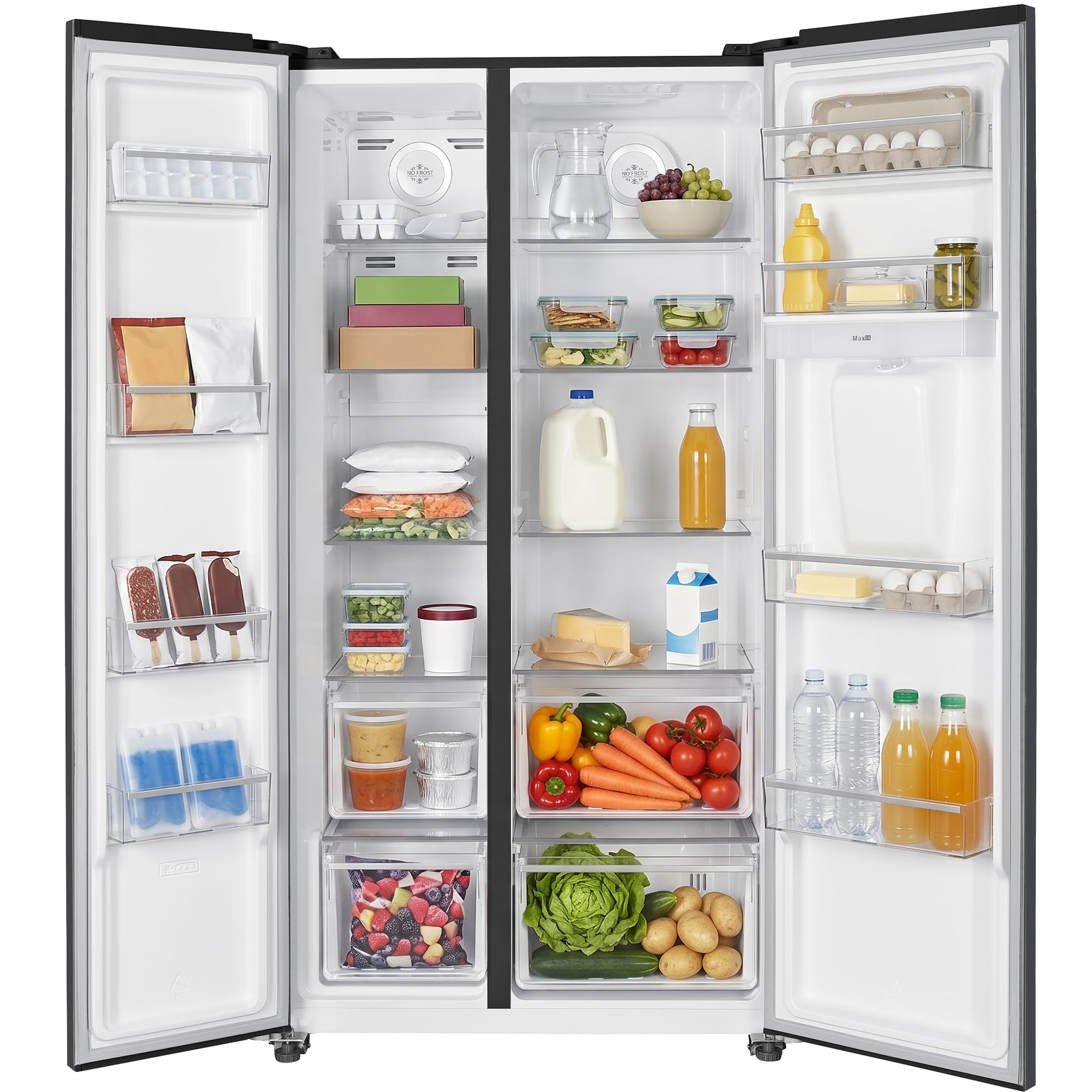 Side-by-Side Kühlschrank 529 L – Total No Frost, Inverter-Kompressor, Wasserspender – amerikanischer Kühlschrank mit Doppeltür, Dunkelgrau, Energieeffizienzklasse E – HSBS-HM529NFINVDGWDE