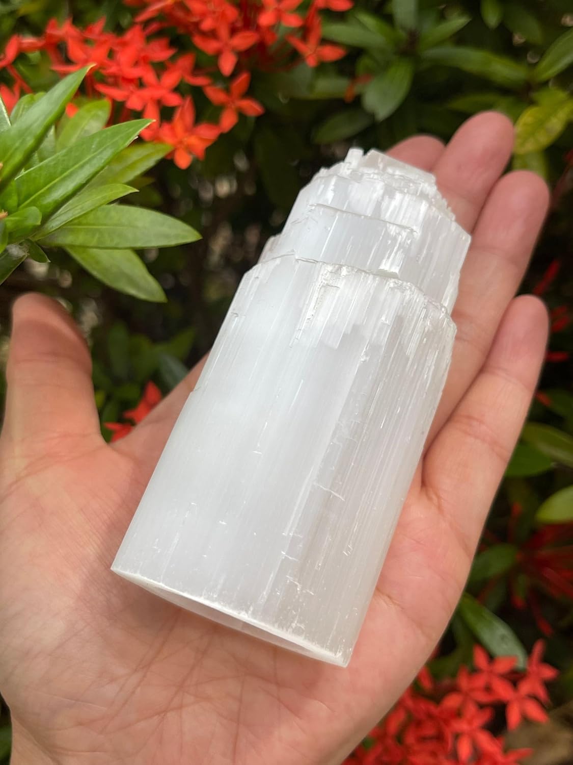 GAF TREASURES Selenite Iceberg Night Light, 3-Pack: Selenite Crystal Nightlights with LED Plugin, Modern White Towers for Home Decor