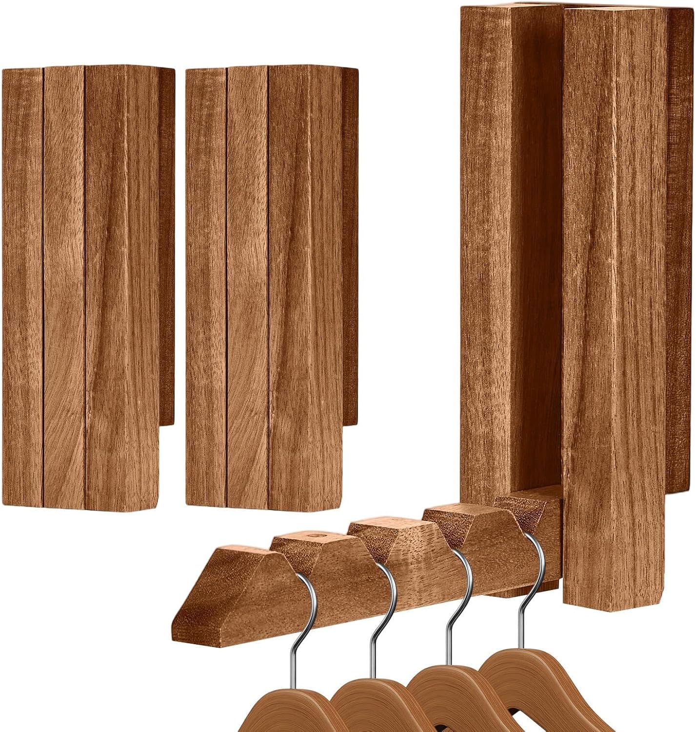 Clothes Drying Rack Wall Mounted,Space Saver Wood Wall Mounted Folding Clothes Hanger Rack for Laundry Room,Bathrooms,Closet Storage Organization,Easy to Install
