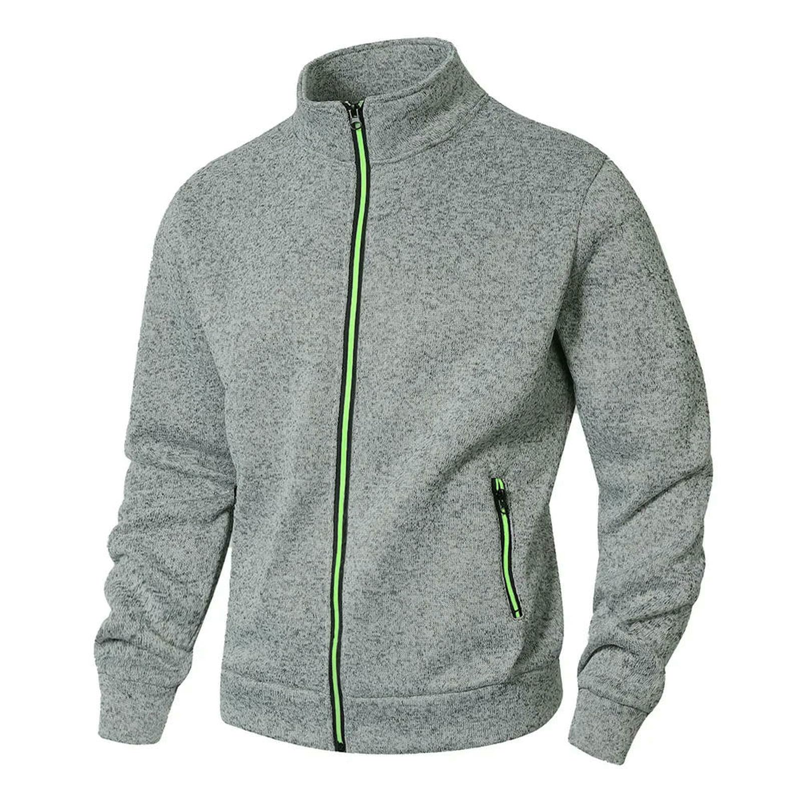Sudadera suéter de solapa primavera para hombre cárdigan casual gris XL