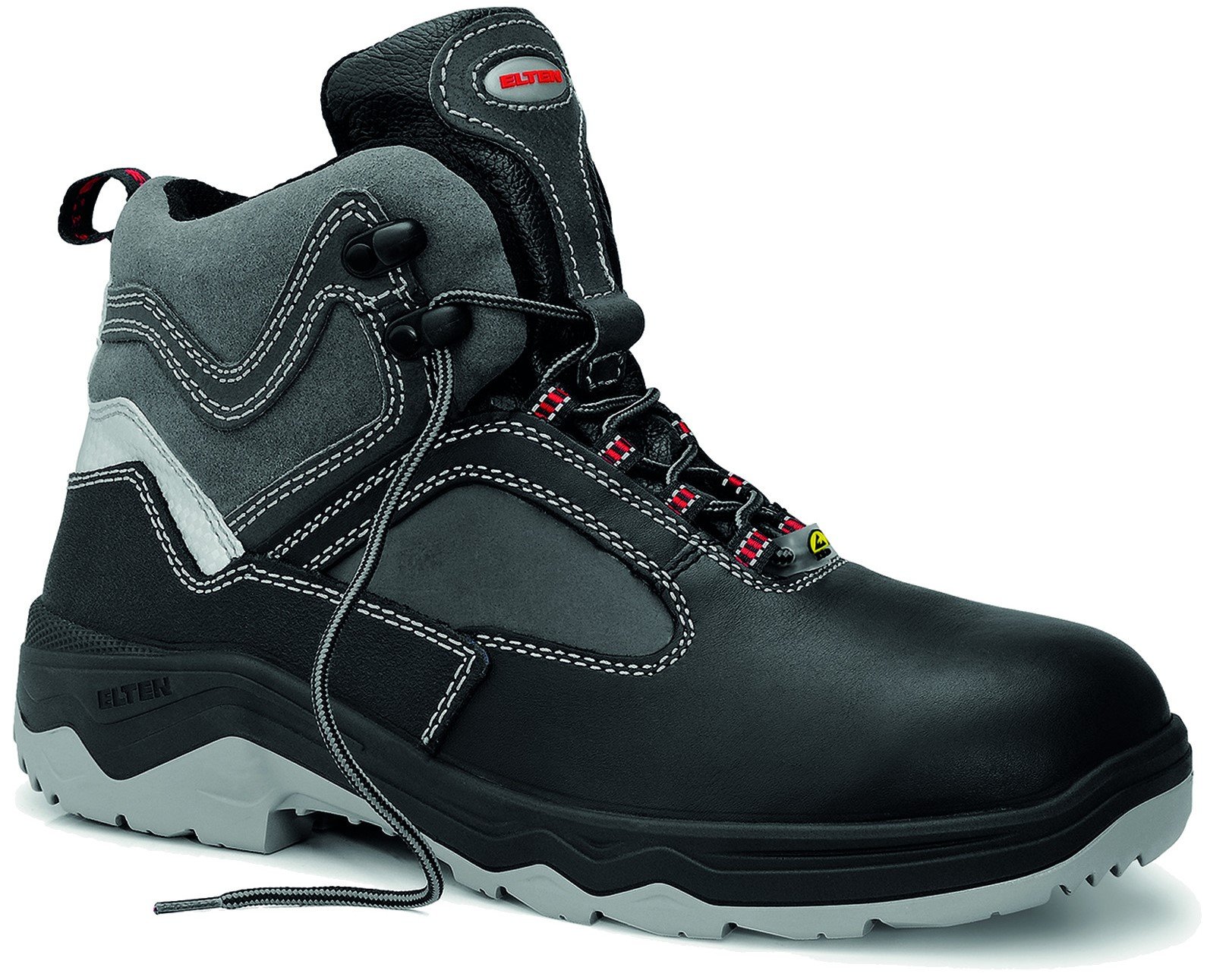 ELTEN Zapatos de seguridad LEX ESD S3, caballero, cuero/textil, puntera de acero, ligero, clásico, negro, tamaño: 51