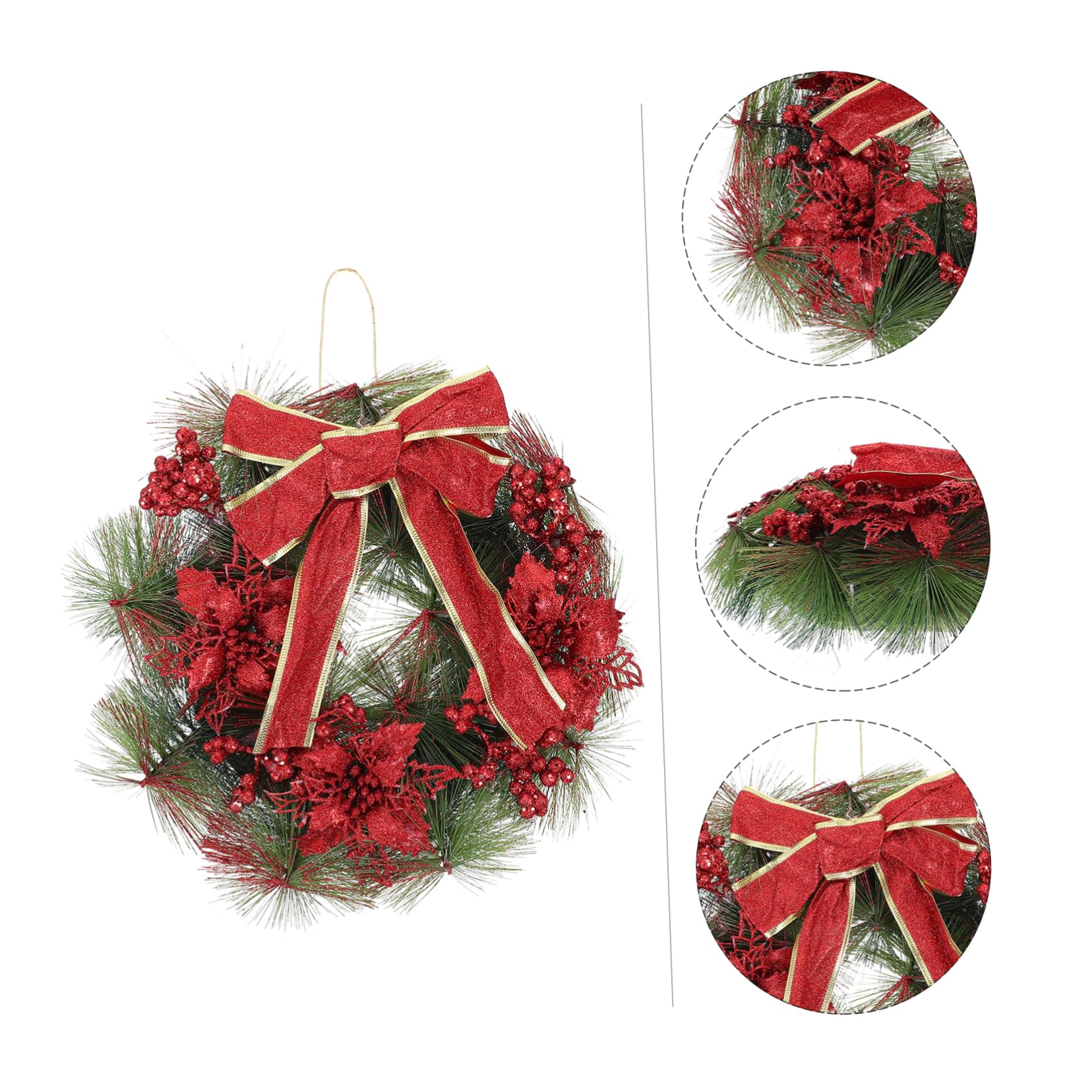 Ciieeo 2 Pièces Guirlande de Noël Decoration Noel Traditionnel Pendentif Noel Fleur Noel Accessoires Photo Noel Guirlande accesoire Noel Ménage Couronne Décoration décorer Plastique Rouge