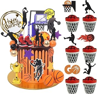 BiBo Basketball Cake Topper Cupcake Toppers, 43 PCS Basketball Cake Decorations for Boys Sports Theme Birthday Party Decor Favors Supplies.