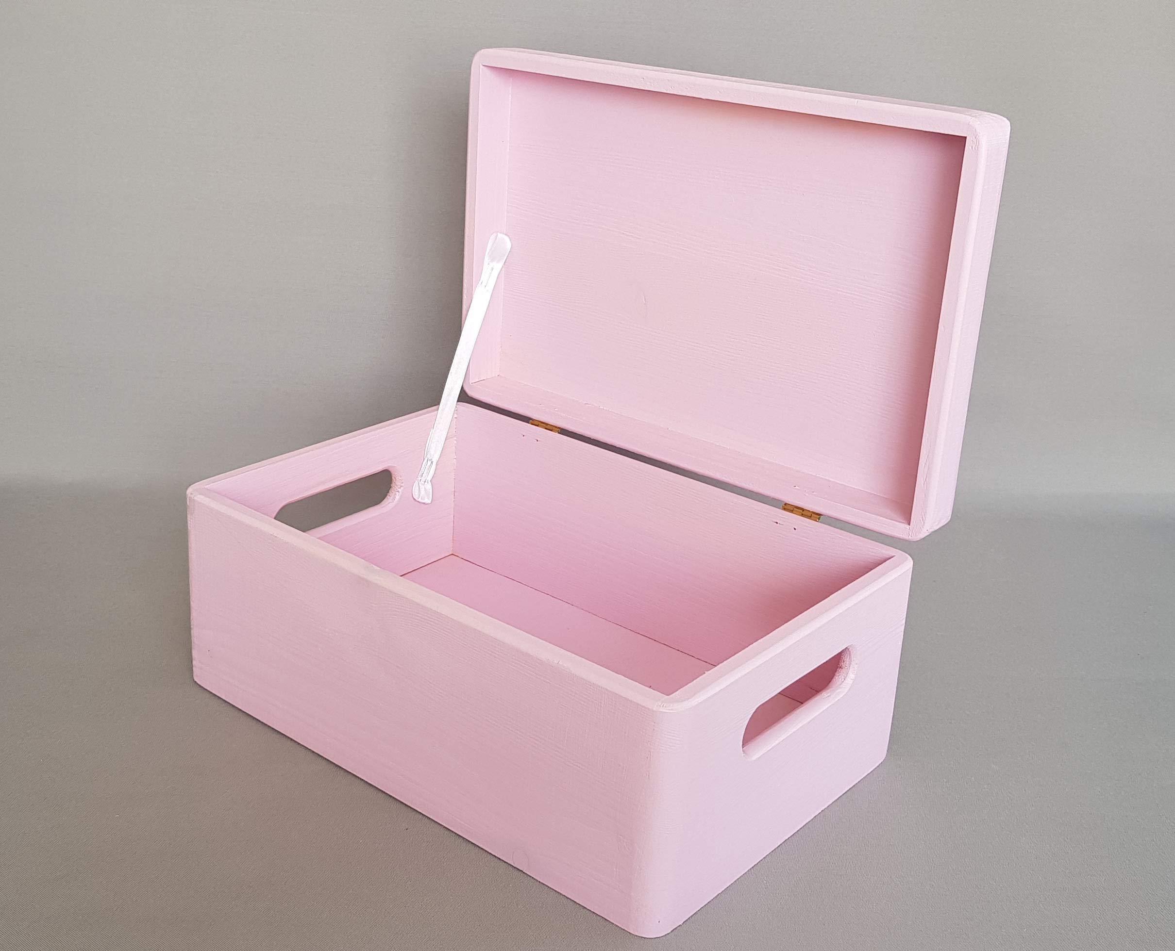 Mani-Ko Girls Pink Wooden Box Storage Chest Room Decor Toy Chest Craft Decoupage Photo Memory Keepsake Souvenirs