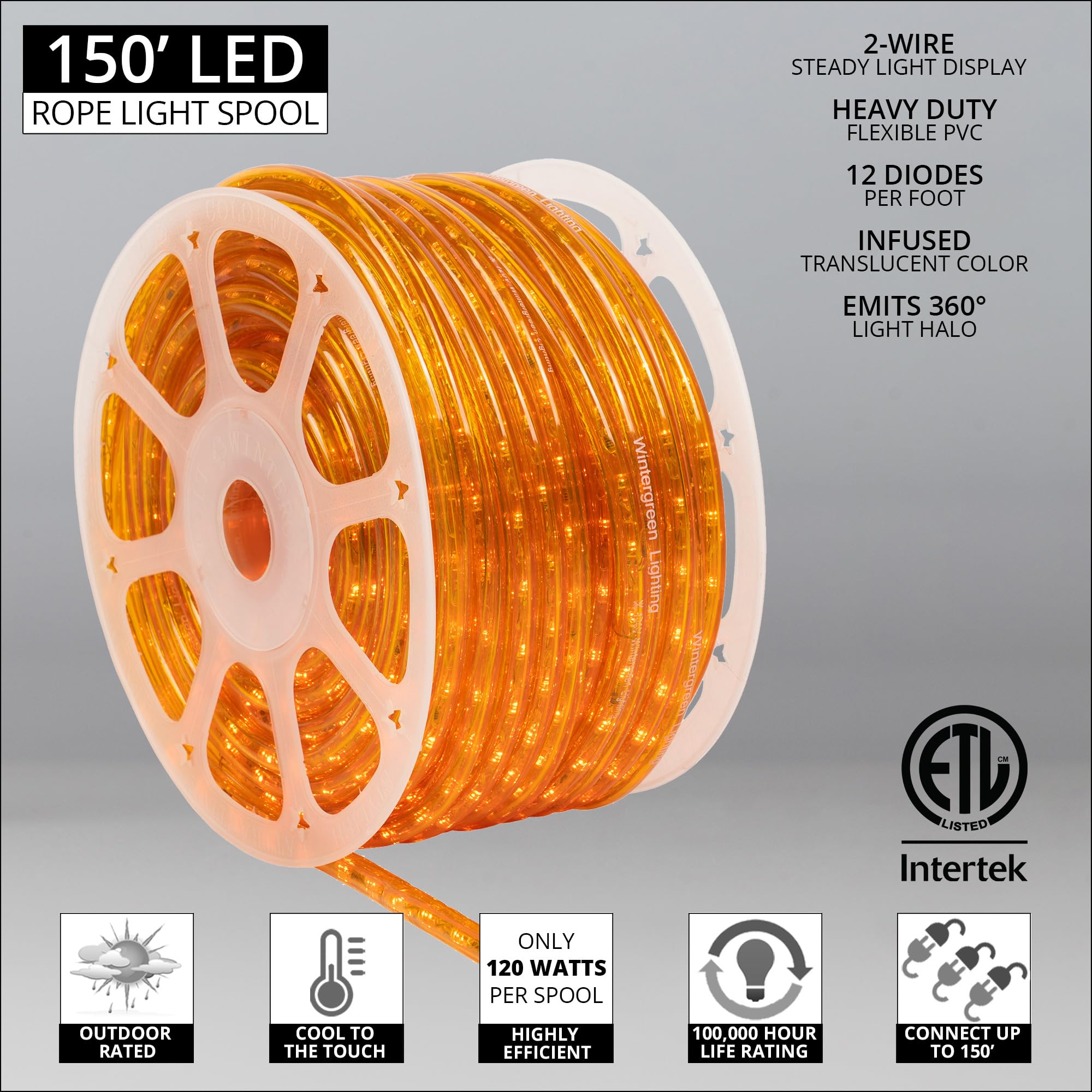 Amazon.com: Wintergreen Lighting 150' Orange LED Rope Light, LED