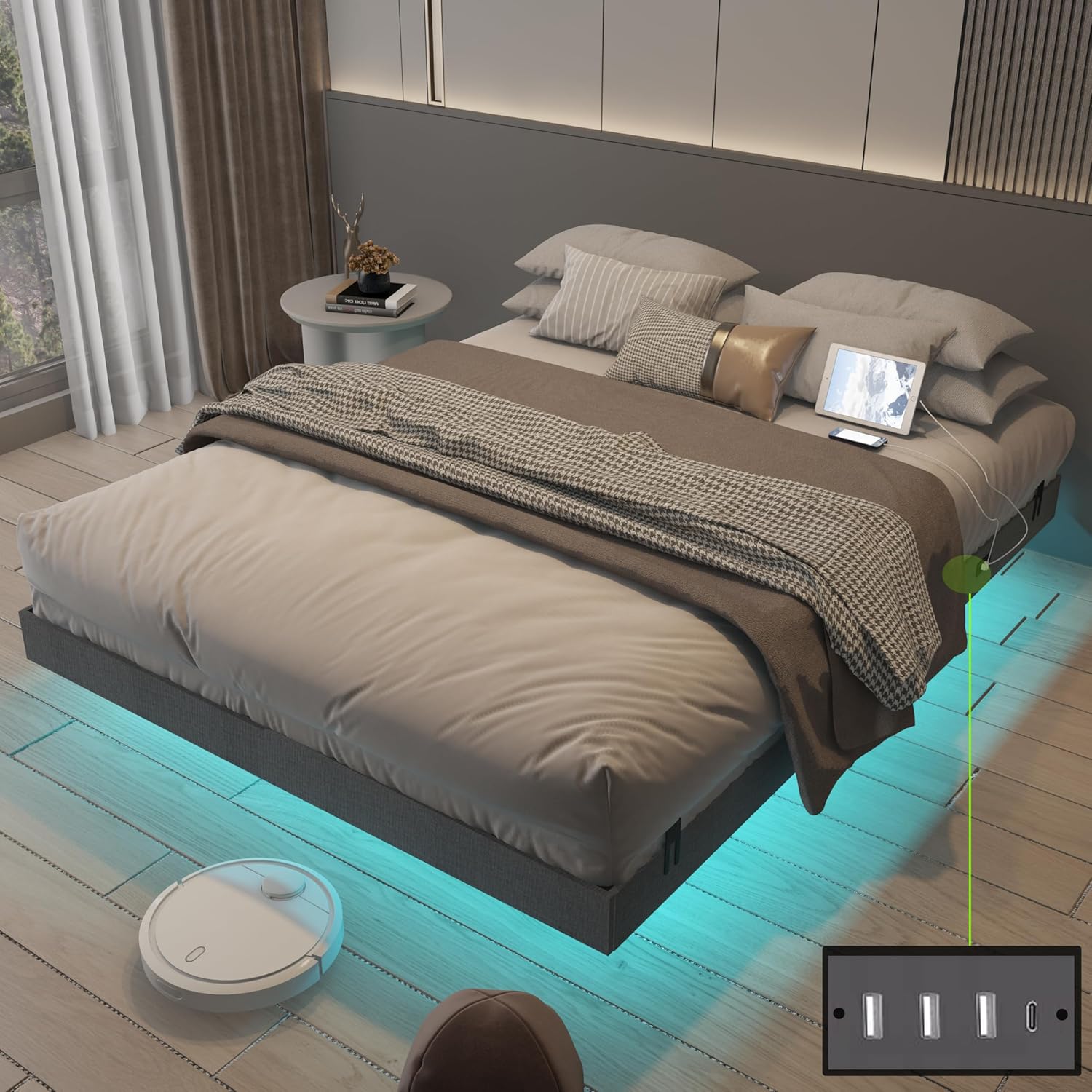 東京・引き取り限定】RASIKベッドフレーム Serest グレージュダブル