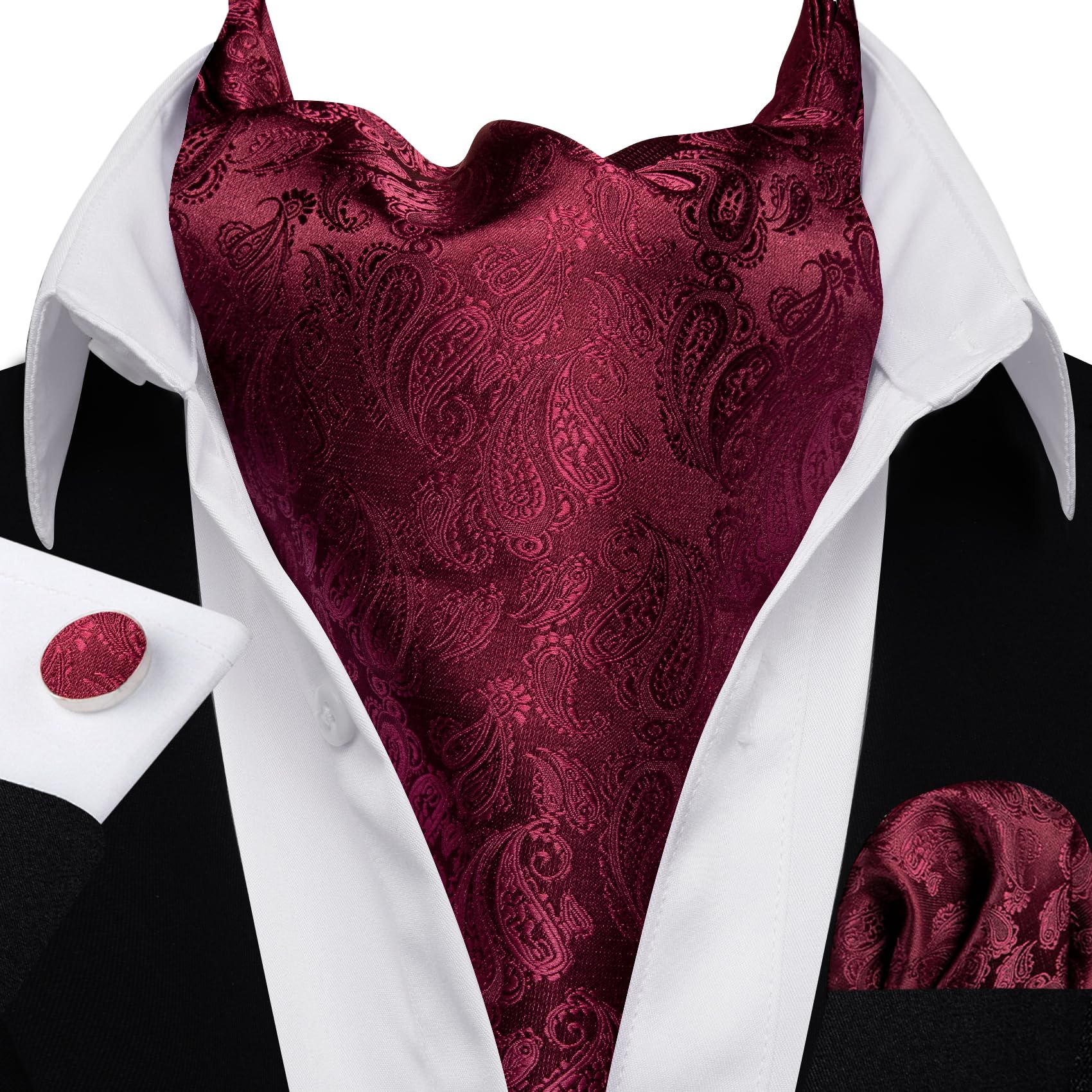 Amazon.com: Barry.Wang Men Ascot Cravat Tie with Pocket Square