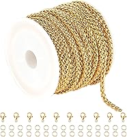 Vista 14 de UMAOKANG Cadenas chapadas en oro para hacer joyas, cadena de cable de acero inoxidable de 16.4 ft a granel con anillos de salto y cierres