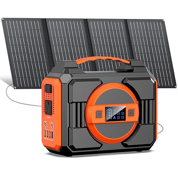 Solar Powered Generator 300W Rated, Portable Solar Generator Power Station with Solar Panels