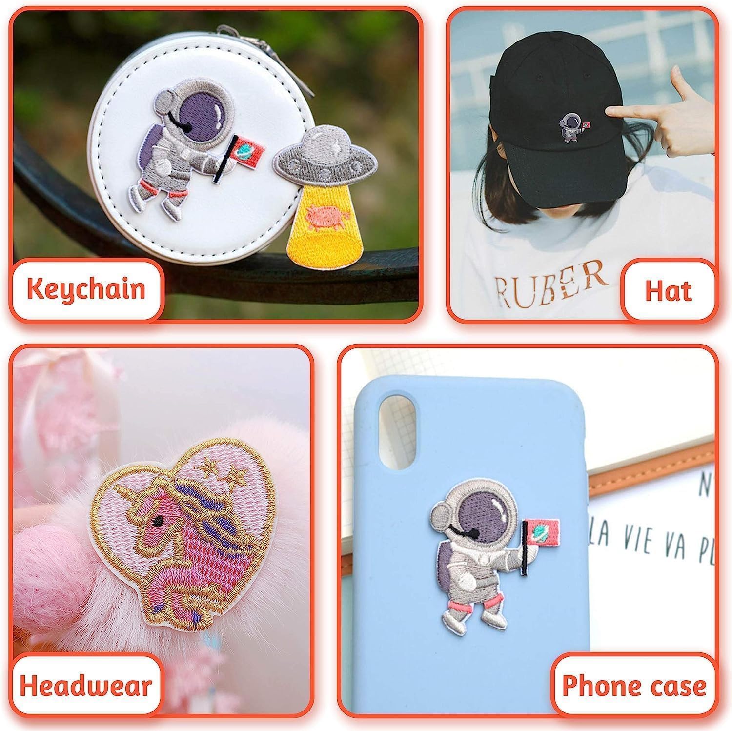 Daily Crafts Iron on Patches, Embroidered Applique Patches Stickers, Badges Fabric and Assorted Size DIY Decoration Patches Sew on Clothes, Jacket, Shoes, Bag, Cap - Kids & Adults (Space Out)