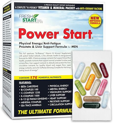 Power Start All-in-One Daily Multivitamin Pack | Men’s Performance & Vitality | Tongkat Ali, Maca Root, L-Arginine & Saw Palmetto | 30-Day Supply