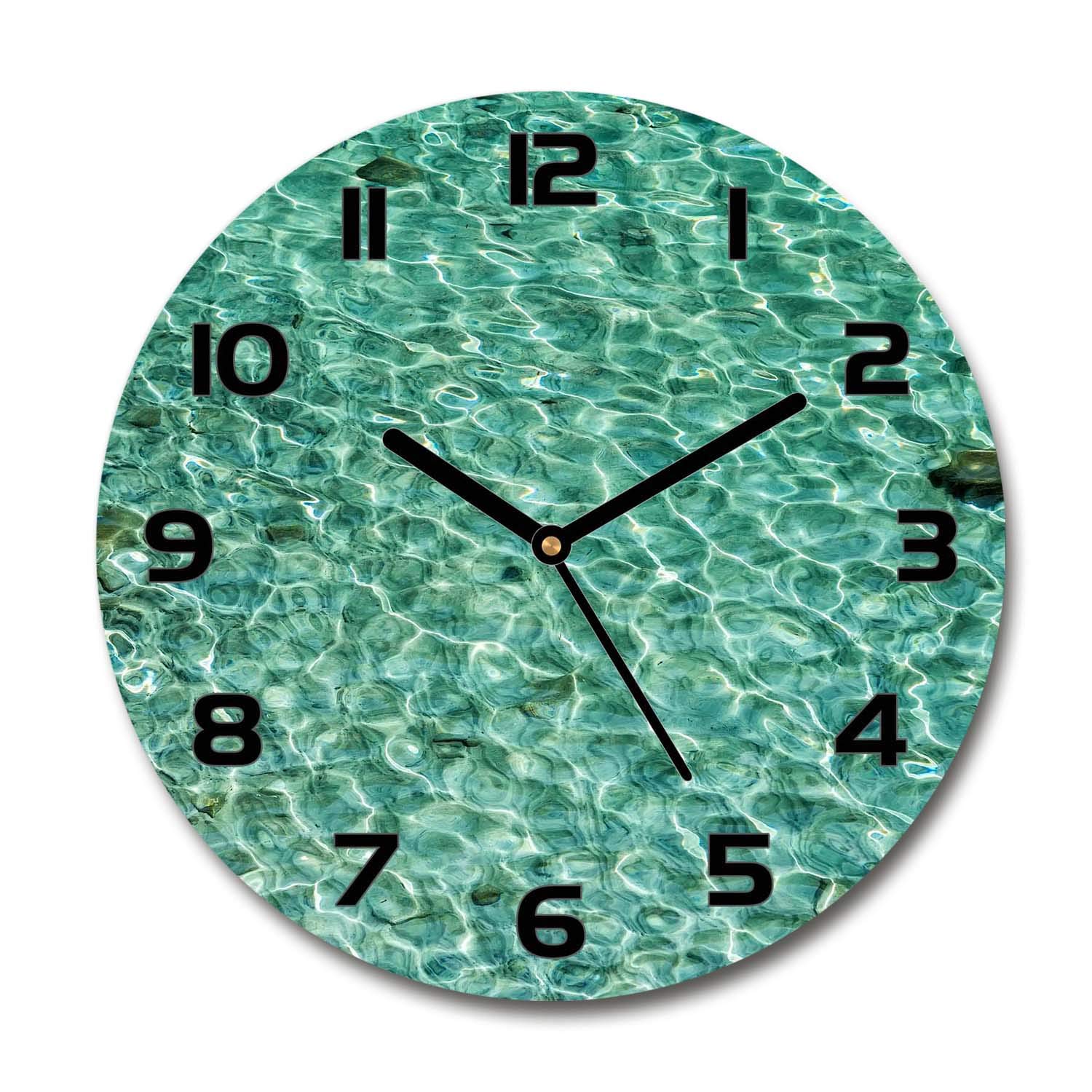 Horloge en verre 60x60cm Tulup impression design eau claire pour mur de salon