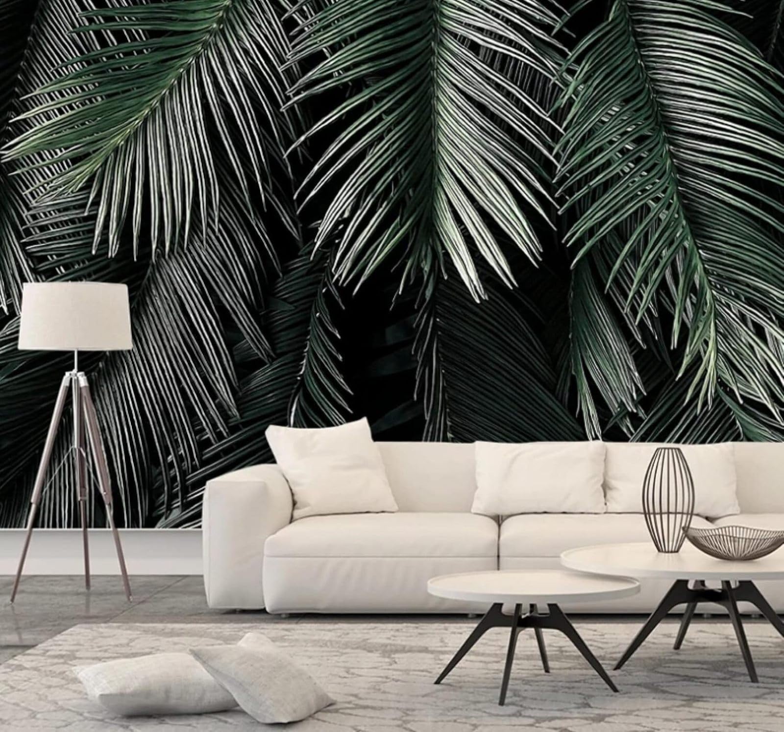 Xlming 400Cm×280Cm(B×H) Three Dimensional Fresh Pastoral Green Leaves Plants 3D Wallpaper Luxury Silk Study Dining Feature Sofa Grey Bedroom Living Room Tv Decorative Wall-400Cm×280Cm