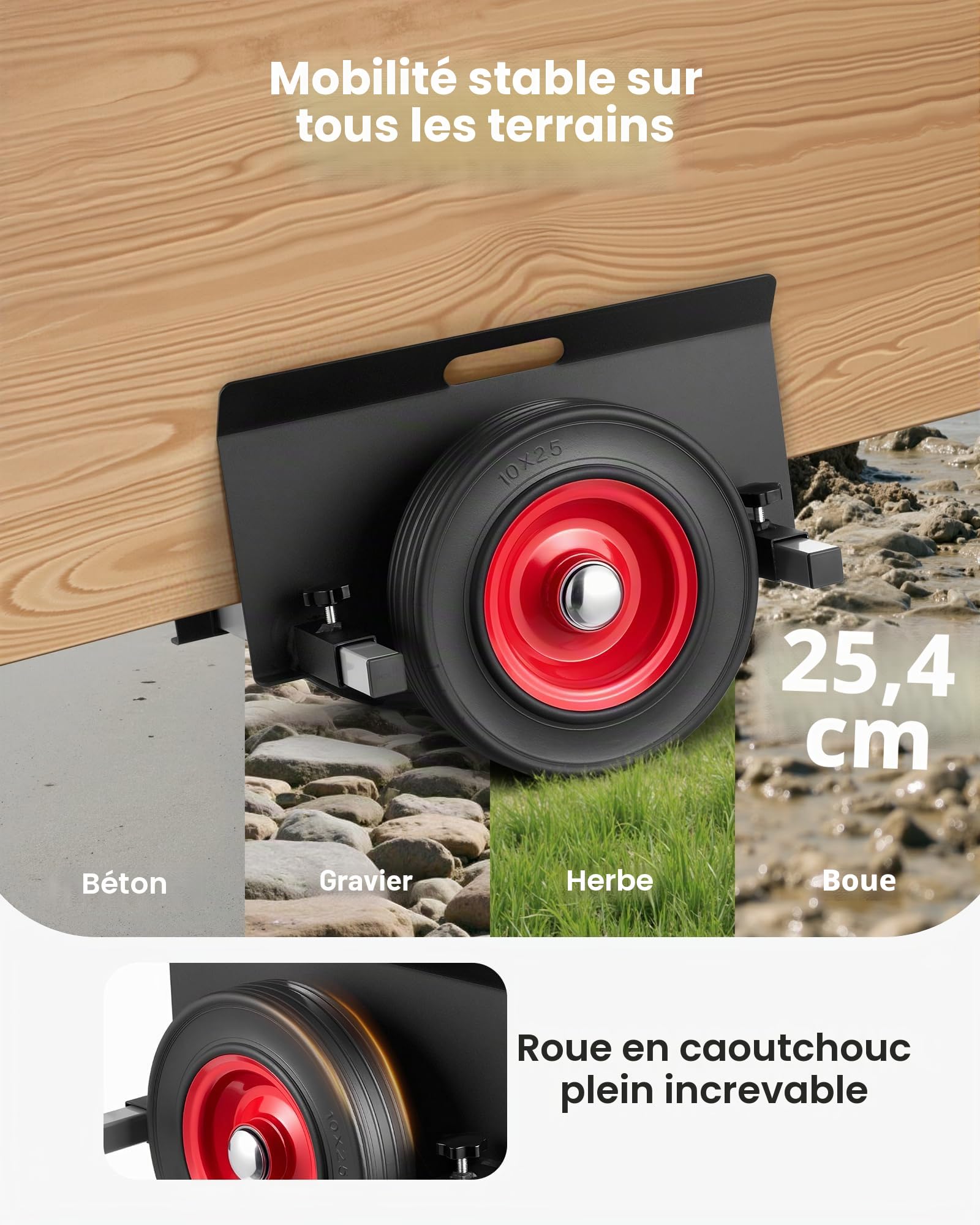 VEVOR Chariot à Panneaux, Charge 453,6 kg, Chariot Porte-plaques de Plâtre, avec Roues en Caoutchouc 25 cm, Pince Réglable, Adapté à Différents Terrains, pour Panneaux en Acier, Matelas, Portes, Noir